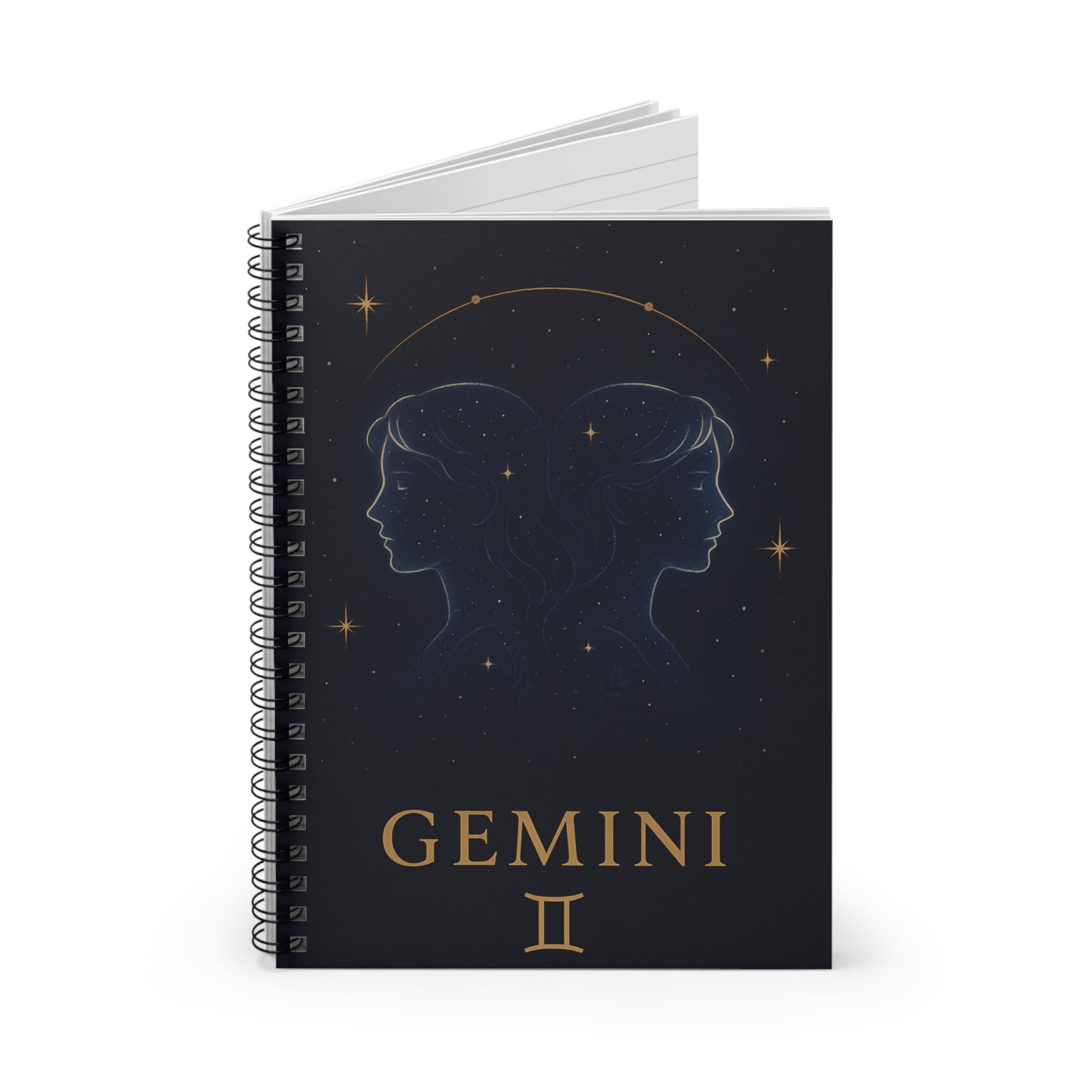 Gemini Zodiac Galaxy Spiral Notebook – Twin Constellation Astrology Journal (6" x 8", 118 Pages)
