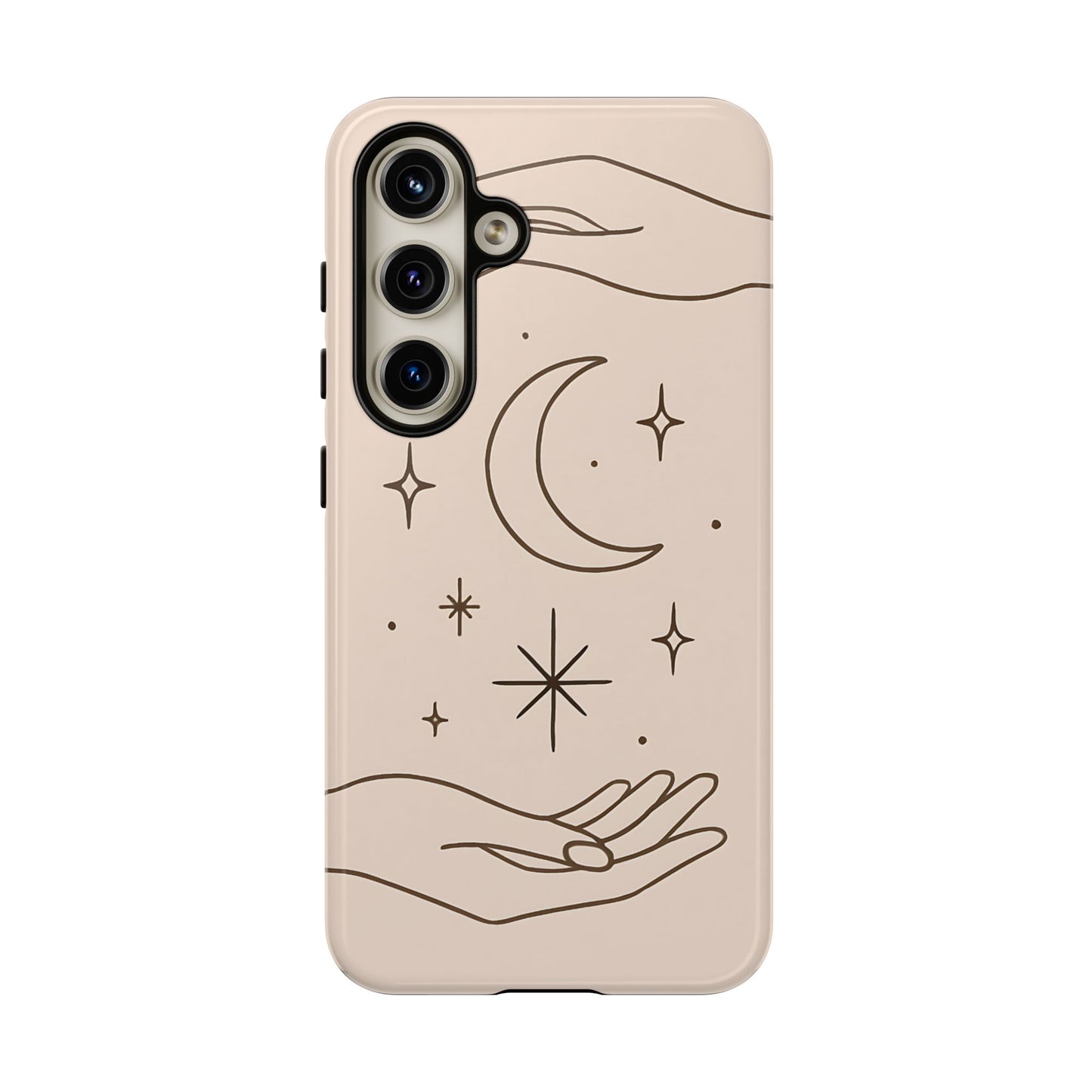 Mystic Minimalist Hands & Moon Phone Case – Celestial Line Art Design
