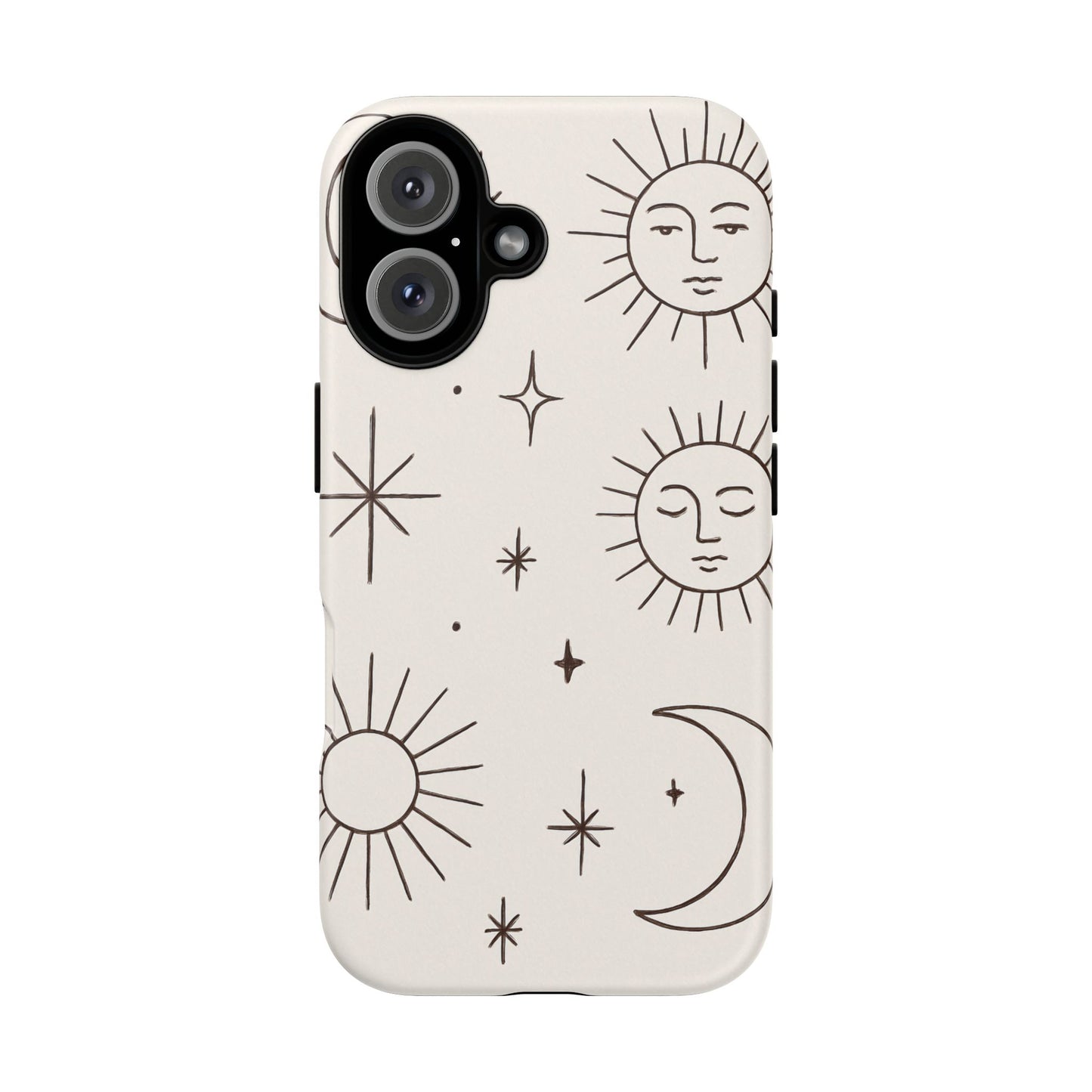 Celestial Moon & Sun Line Art iPhone Case – Minimalist Boho Cosmic Design