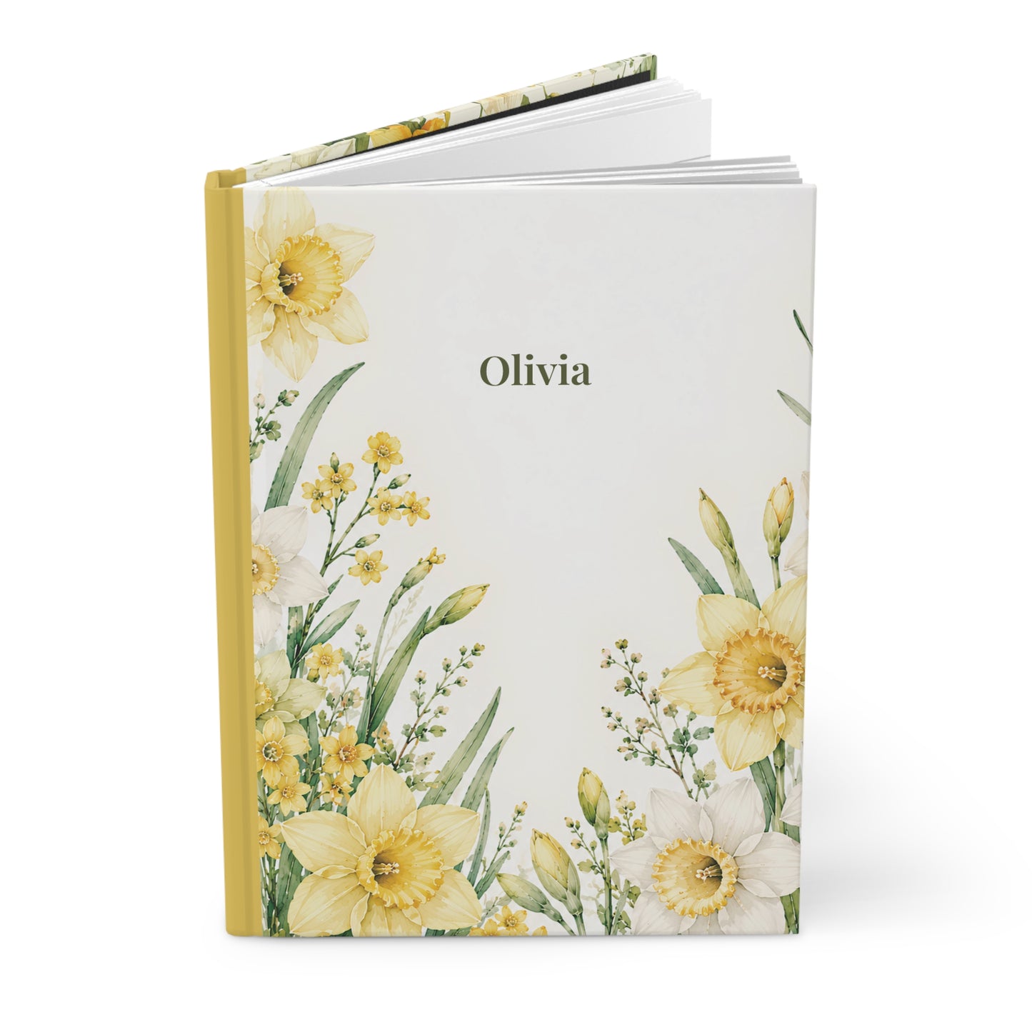 Daffodil Floral Hardcover Journal — Personalized Name Notebook