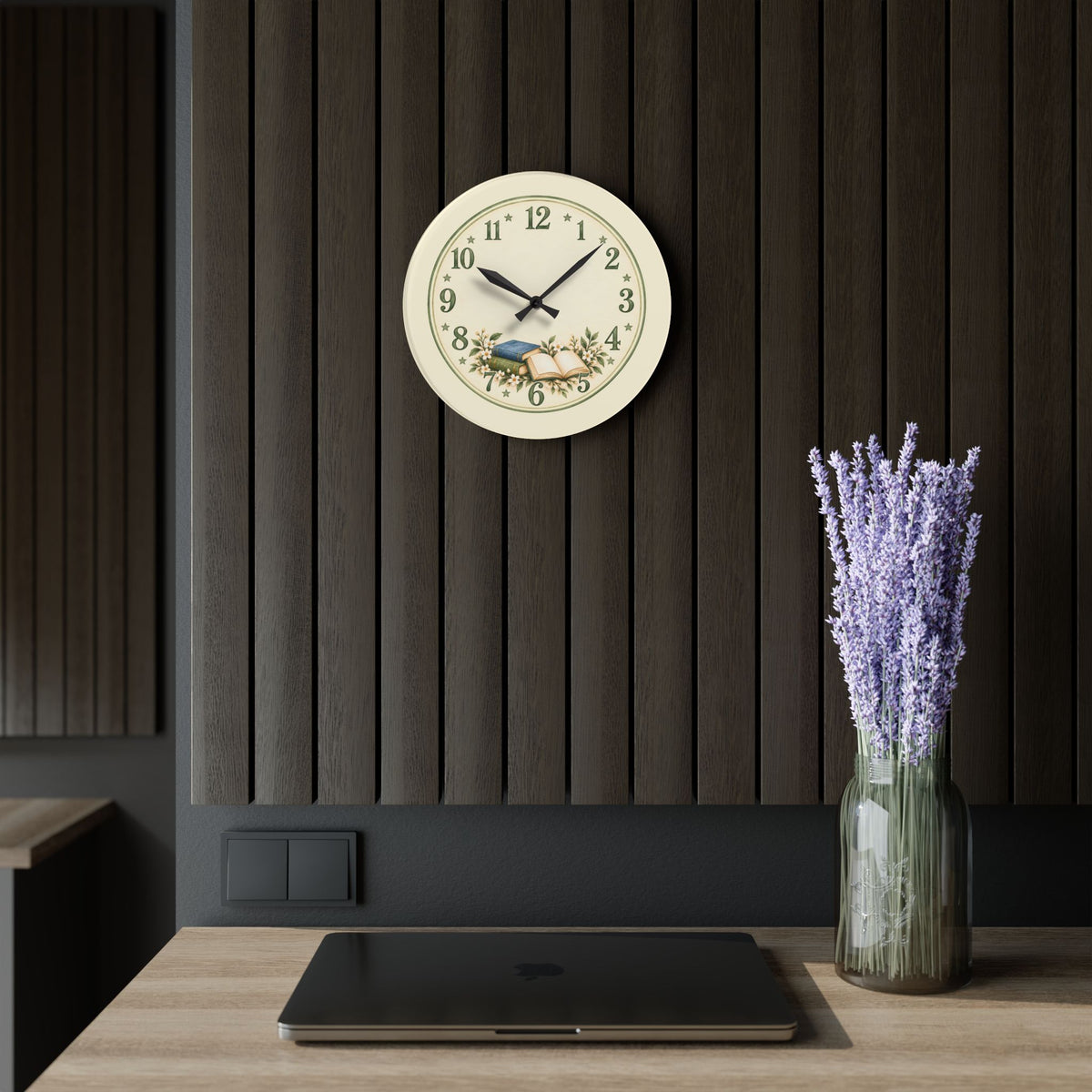 Vintage Book Lover Acrylic Wall Clock