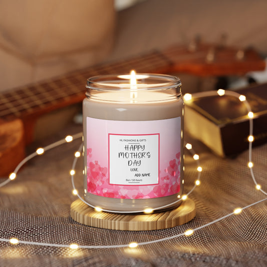 Custom Happy Mother's Day Soy Candle - Red Hearts