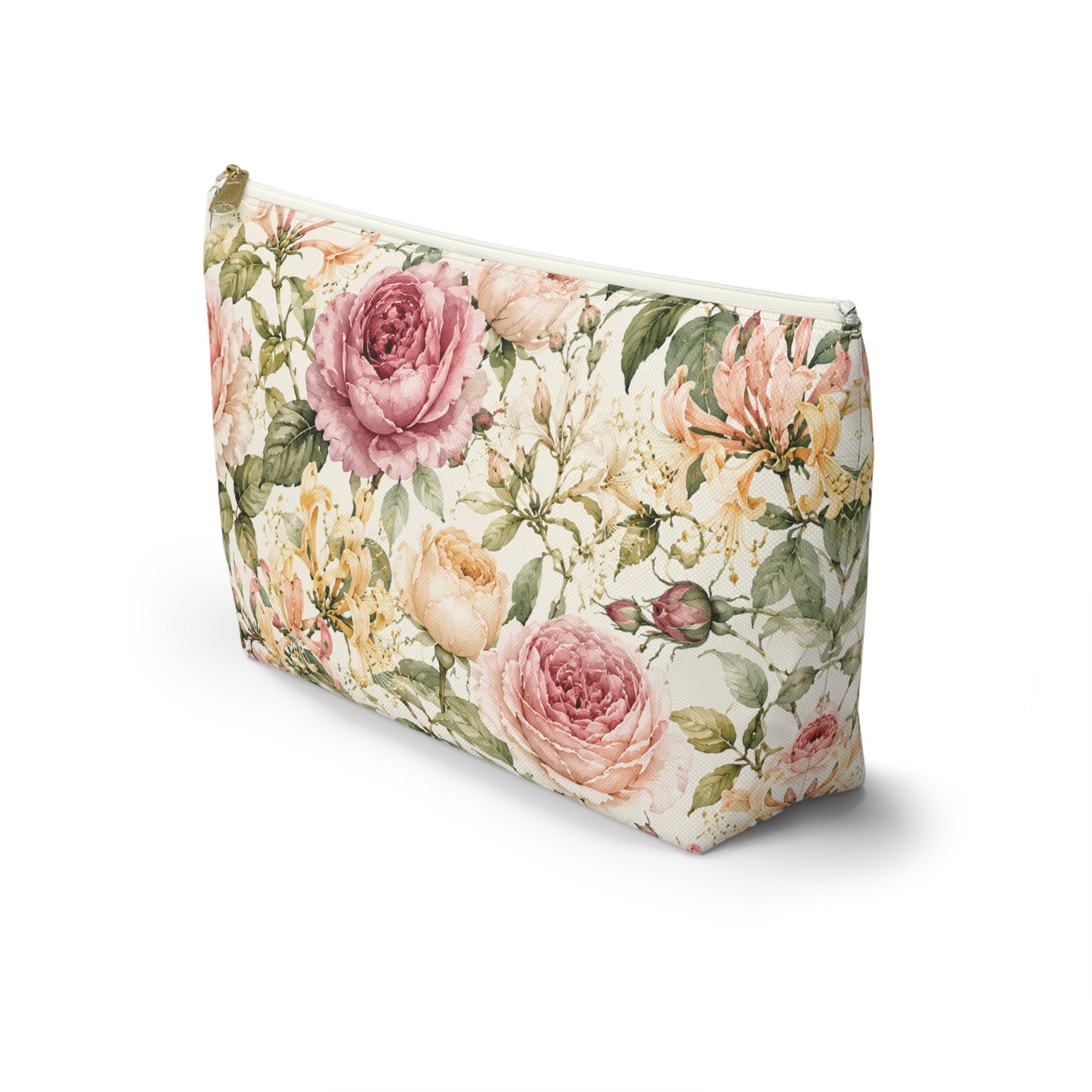 Floral Rose Accessory Pouch — Vintage Garden Makeup Bag