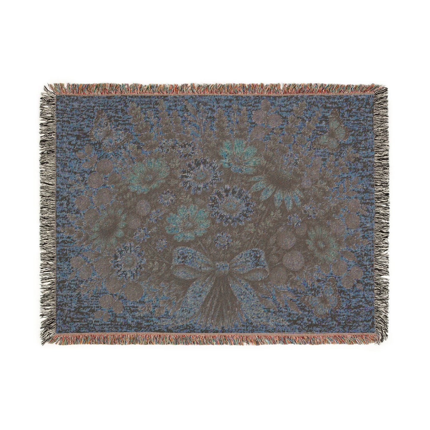 Floral Bouquet Woven Blanket — Vintage Tapestry Throw