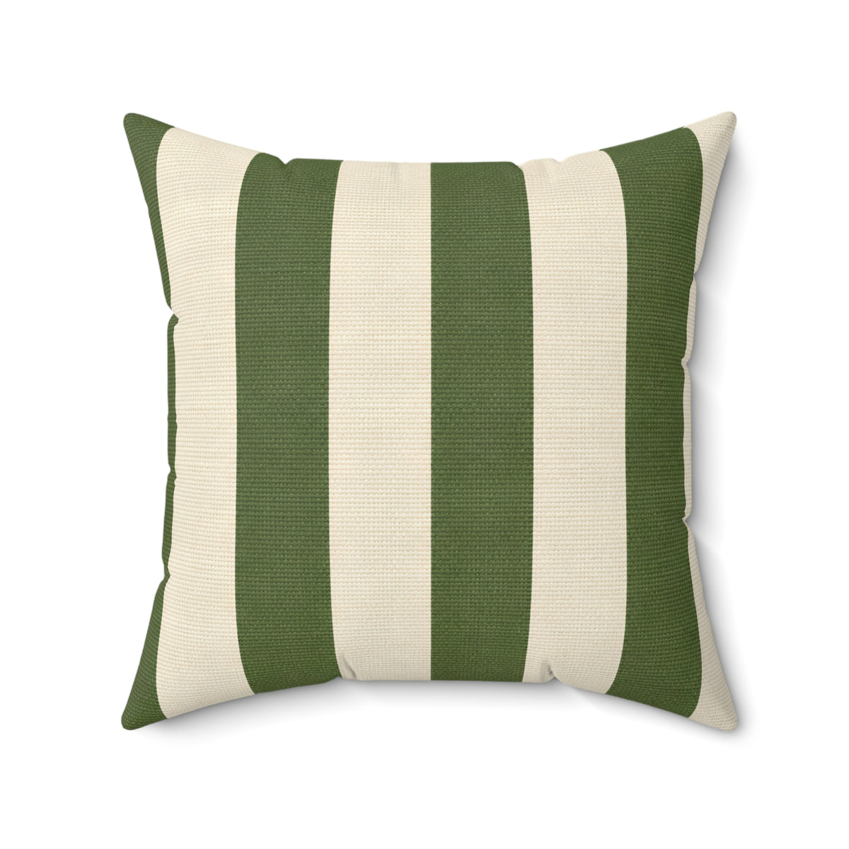 Green and Cream Striped Square Pillow