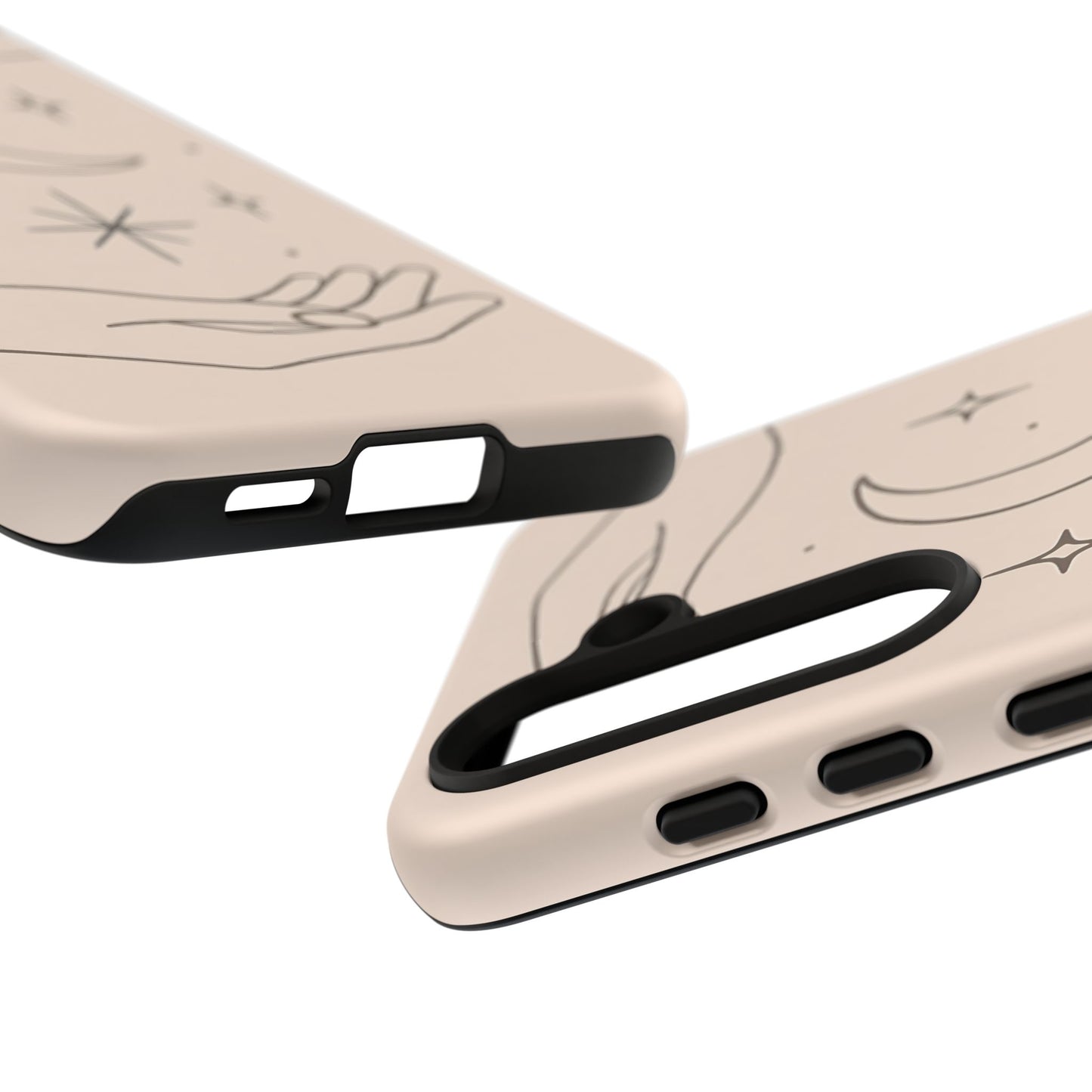 Mystic Minimalist Hands & Moon Phone Case – Celestial Line Art Design