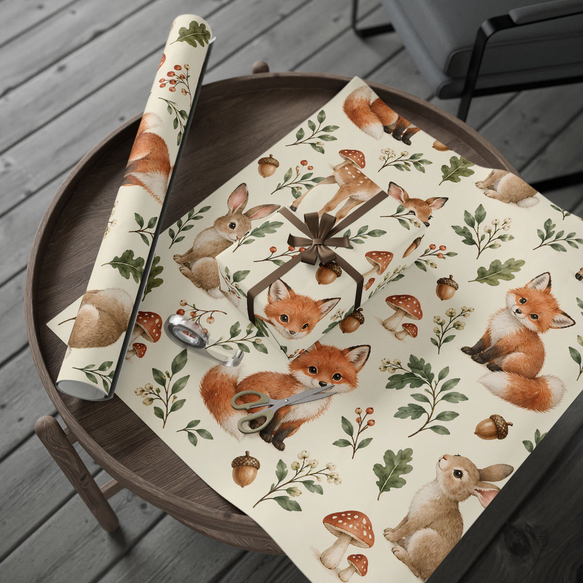 Fox & Foliage Wrapping Paper Roll — Autumn Woodland Gift Wrap