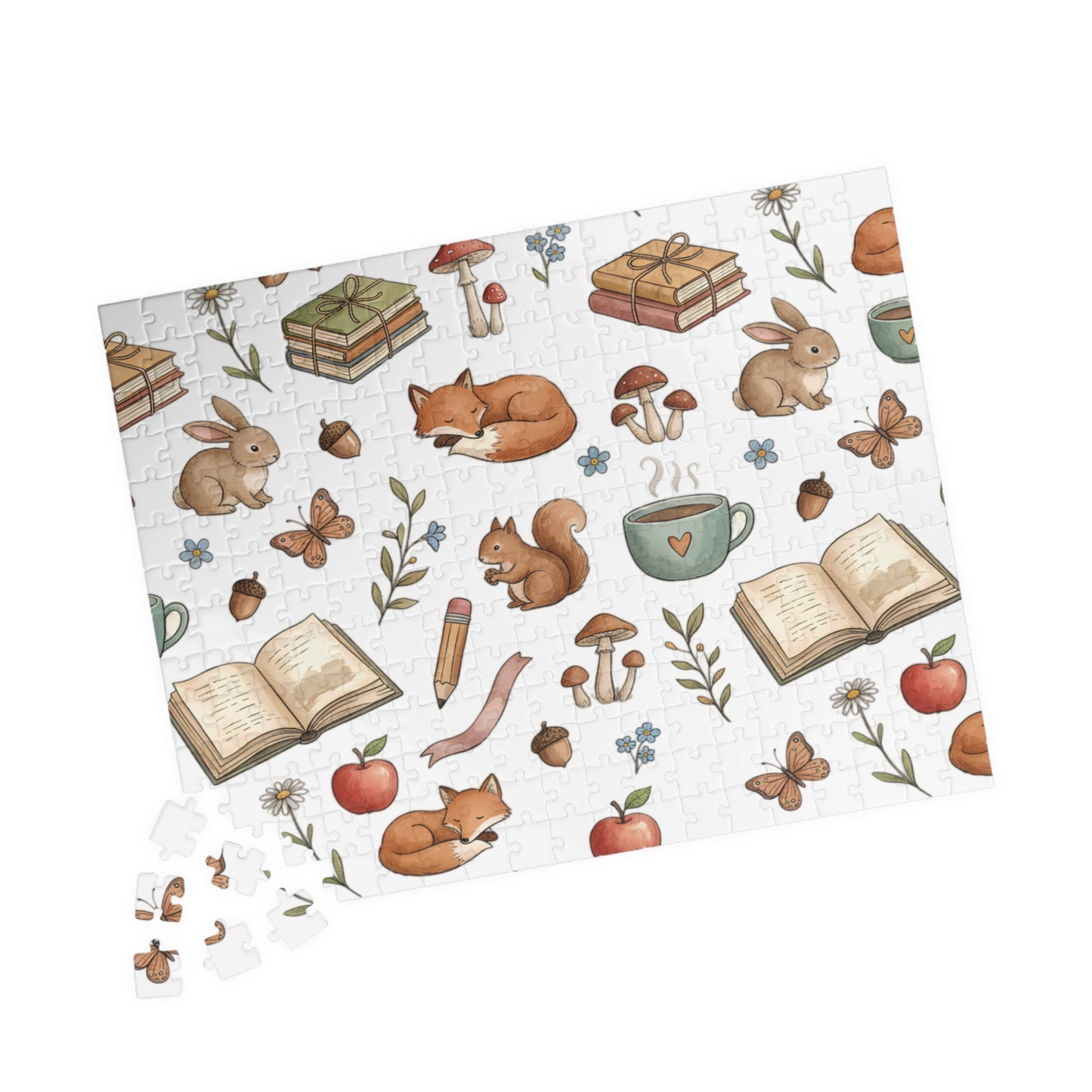 Cozy Woodland Reading Puzzle — Cute Fox, Bunny & Squirrel 110–252 pcs