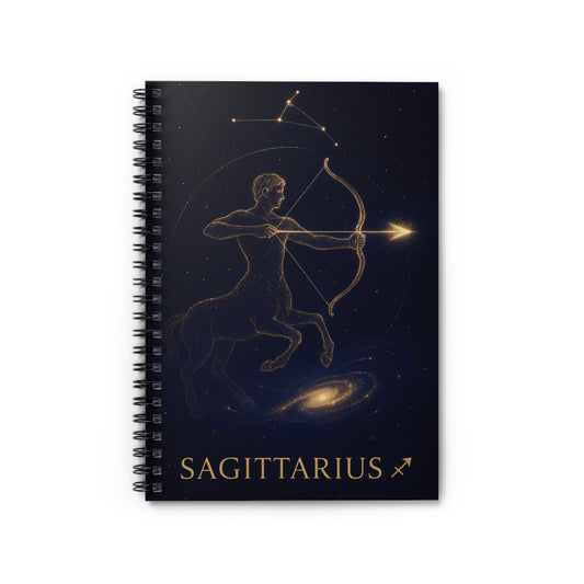 Sagittarius Zodiac Galaxy Spiral Notebook – Celestial Astrology Writing Journal (6" x 8", 118 Pages)