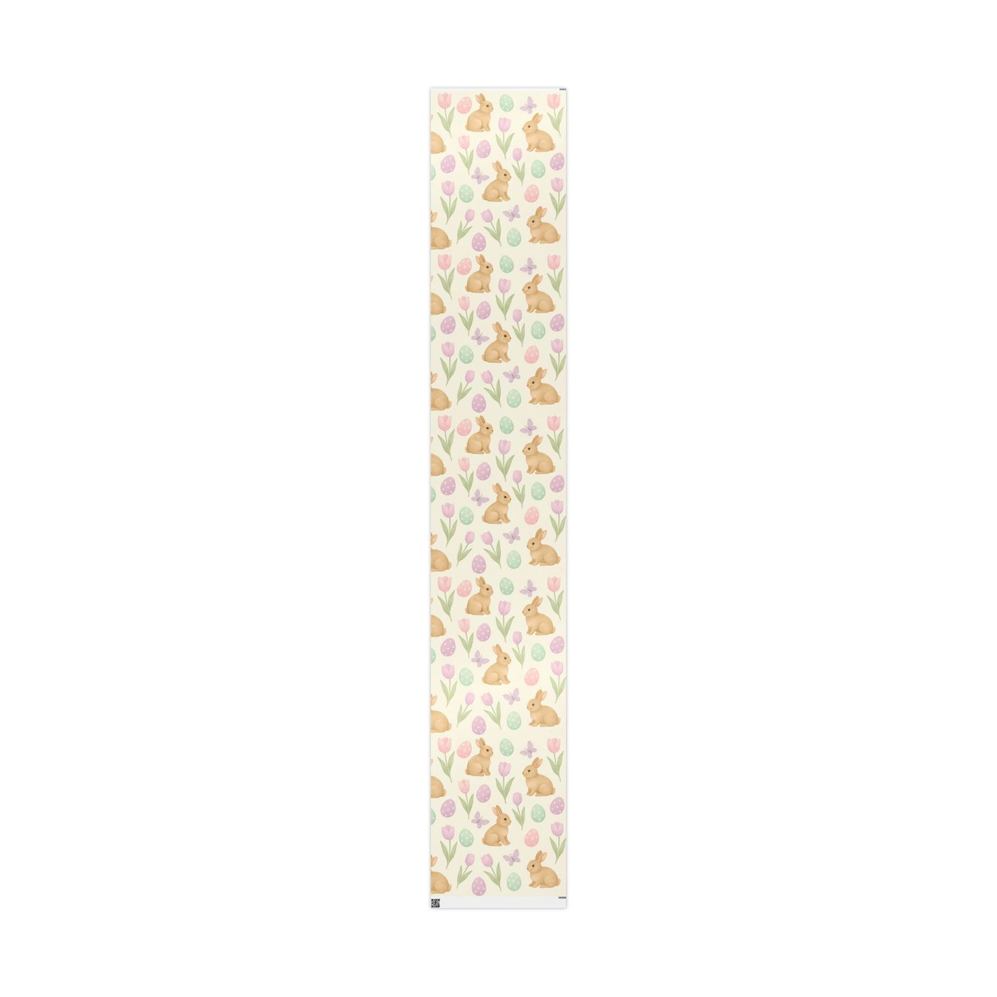 Pastel Easter Wrapping Paper – Bunnies, Eggs, Tulips & Butterflies on Cream Background