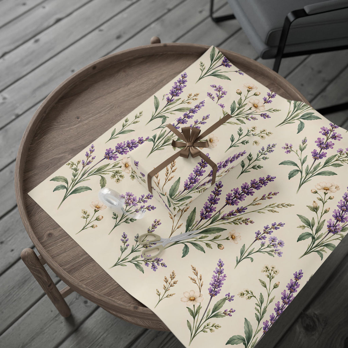 Lavender & Daisy Floral Wrapping Paper Roll — Botanical Gift Wrap for Birthdays, Weddings & Spring Celebrations