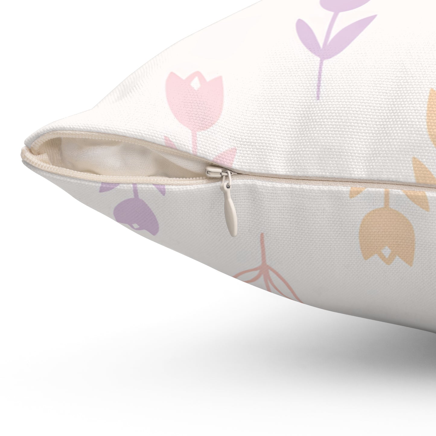 Pastel Tulip Throw Pillow - Floral Decorative Square Pillow