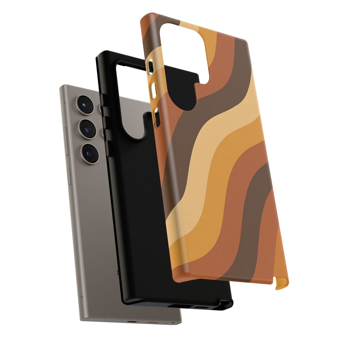 Retro Wave Stripes iPhone Case – 70s-Inspired Earth Tone Swirl Design