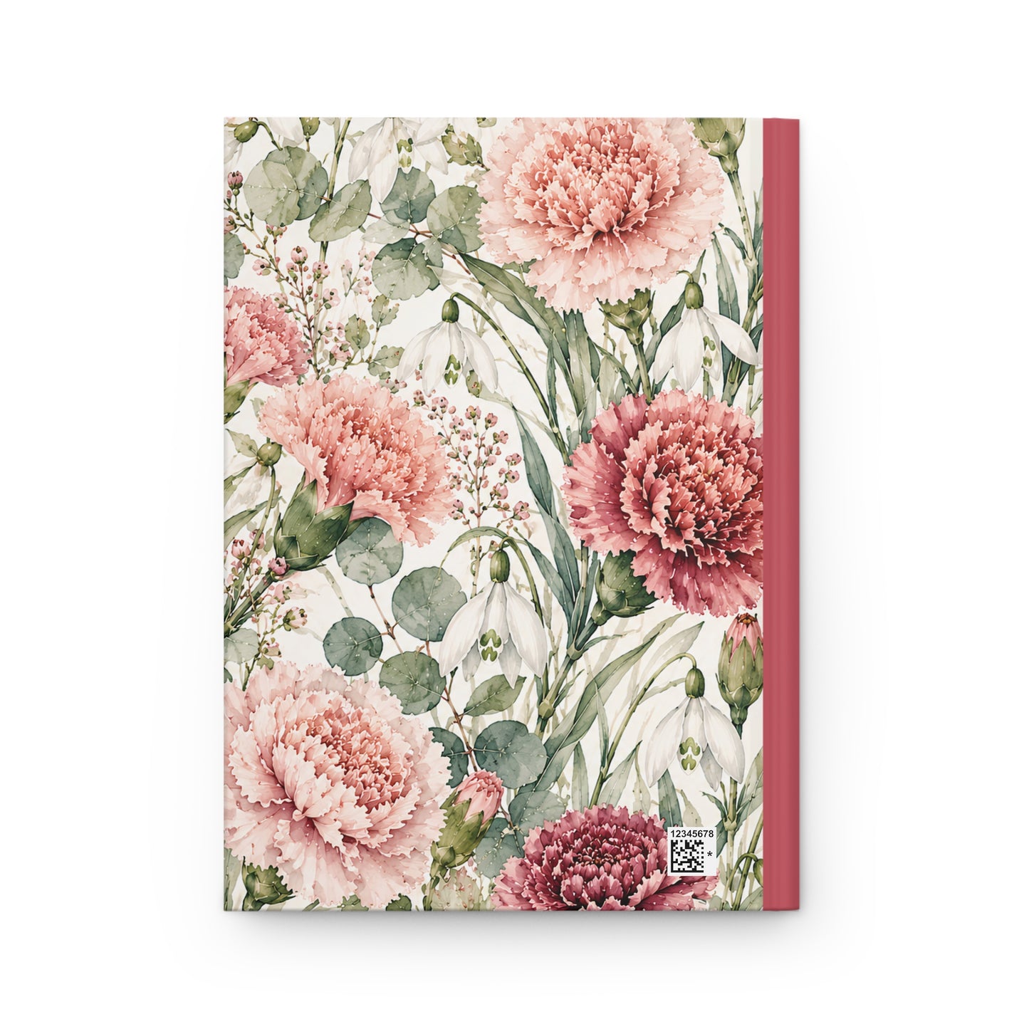 Personalized Floral Hardcover Journal — Pink Carnation Notebook with Name