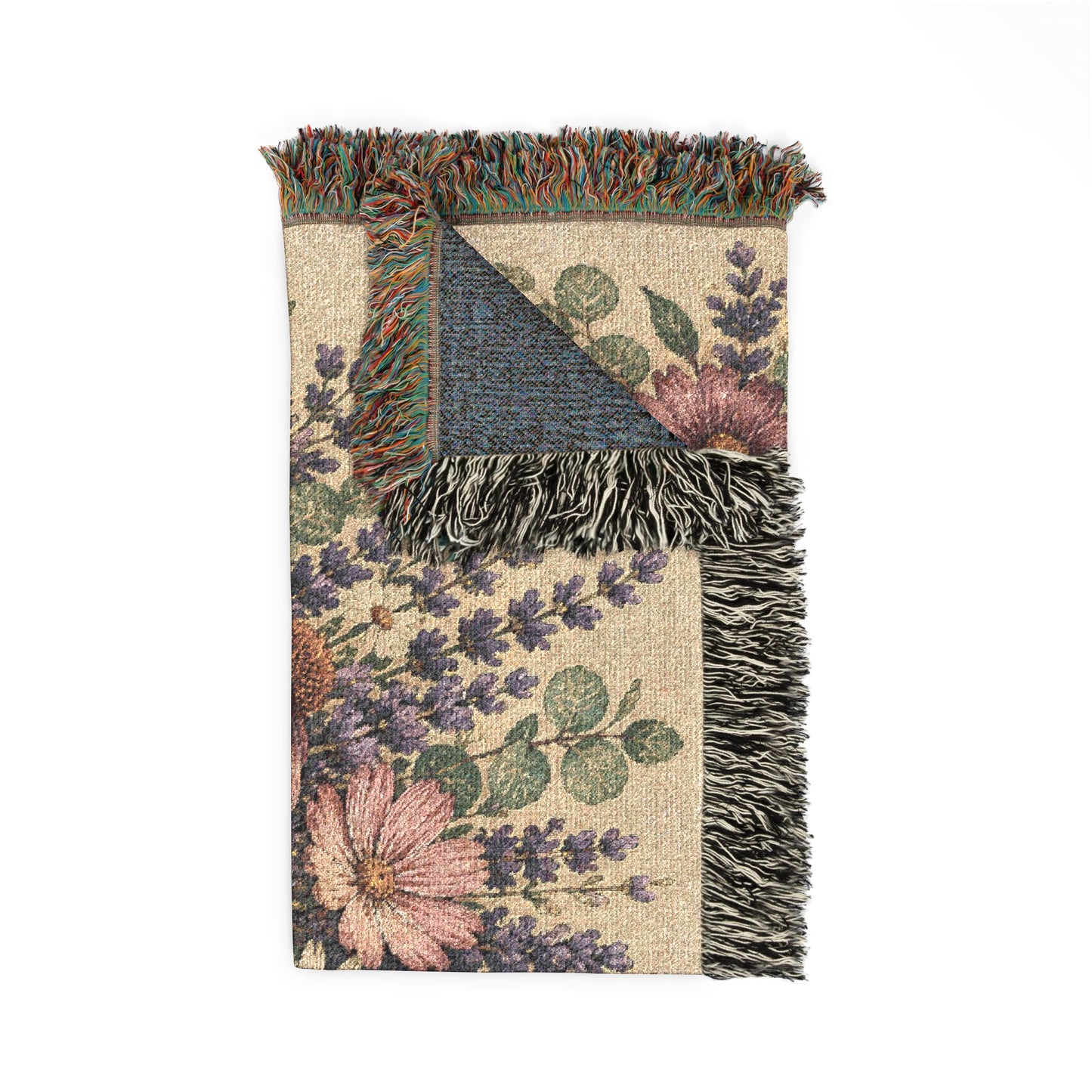 Floral Bouquet Woven Blanket — Vintage Tapestry Throw