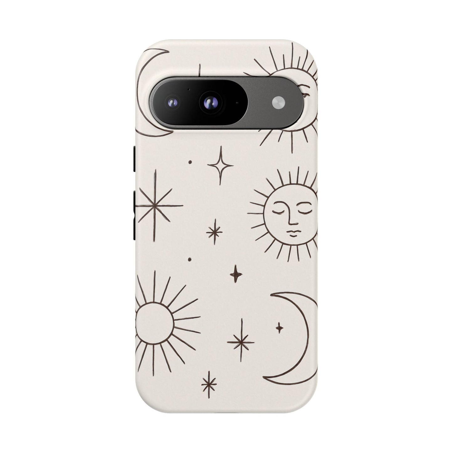 Celestial Moon & Sun Line Art iPhone Case – Minimalist Boho Cosmic Design