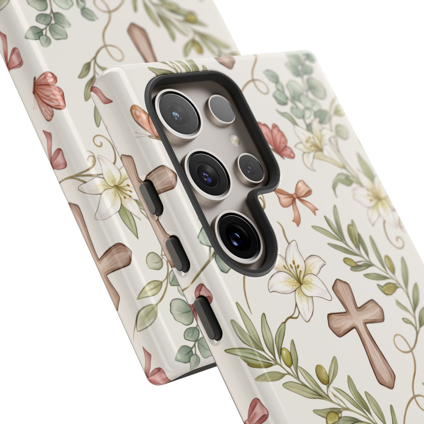 Floral Cross Tough Phone Case – Faith-Inspired Protective iPhone Cover