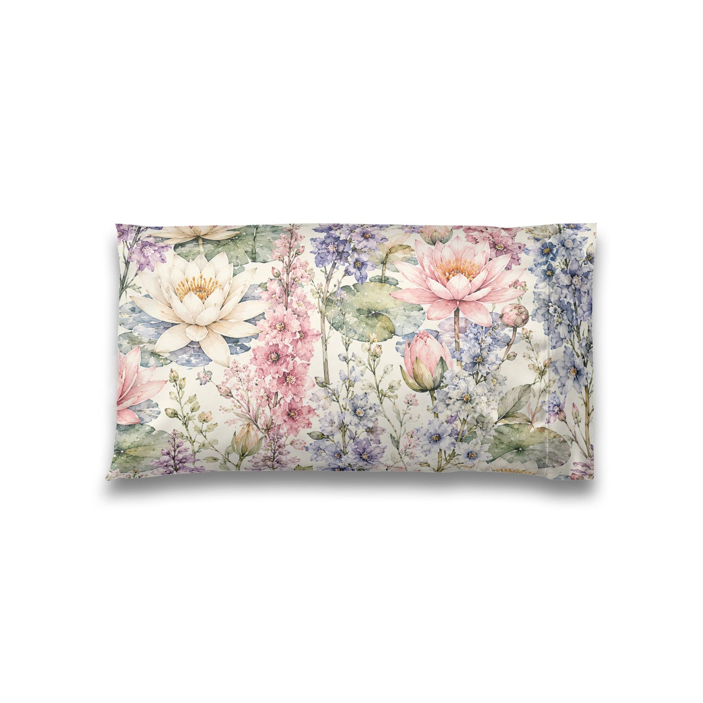 Floral Watercolor Satin Pillowcase — Pastel Garden Sleep Mask-Boosting Pillowcase