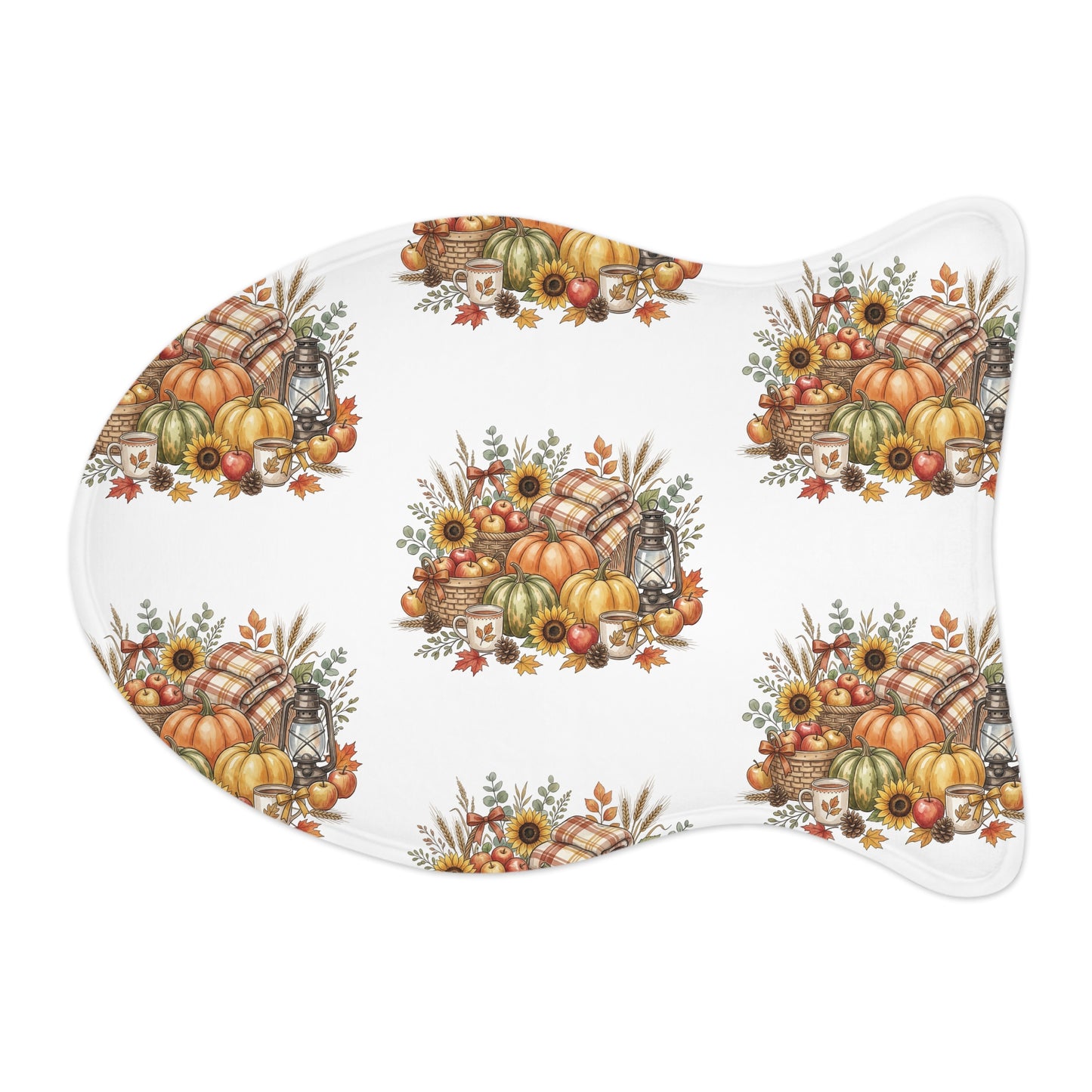 Autumn Harvest Pet Feeding Mat — Fall Pumpkin & Sunflower Placemat for Dogs