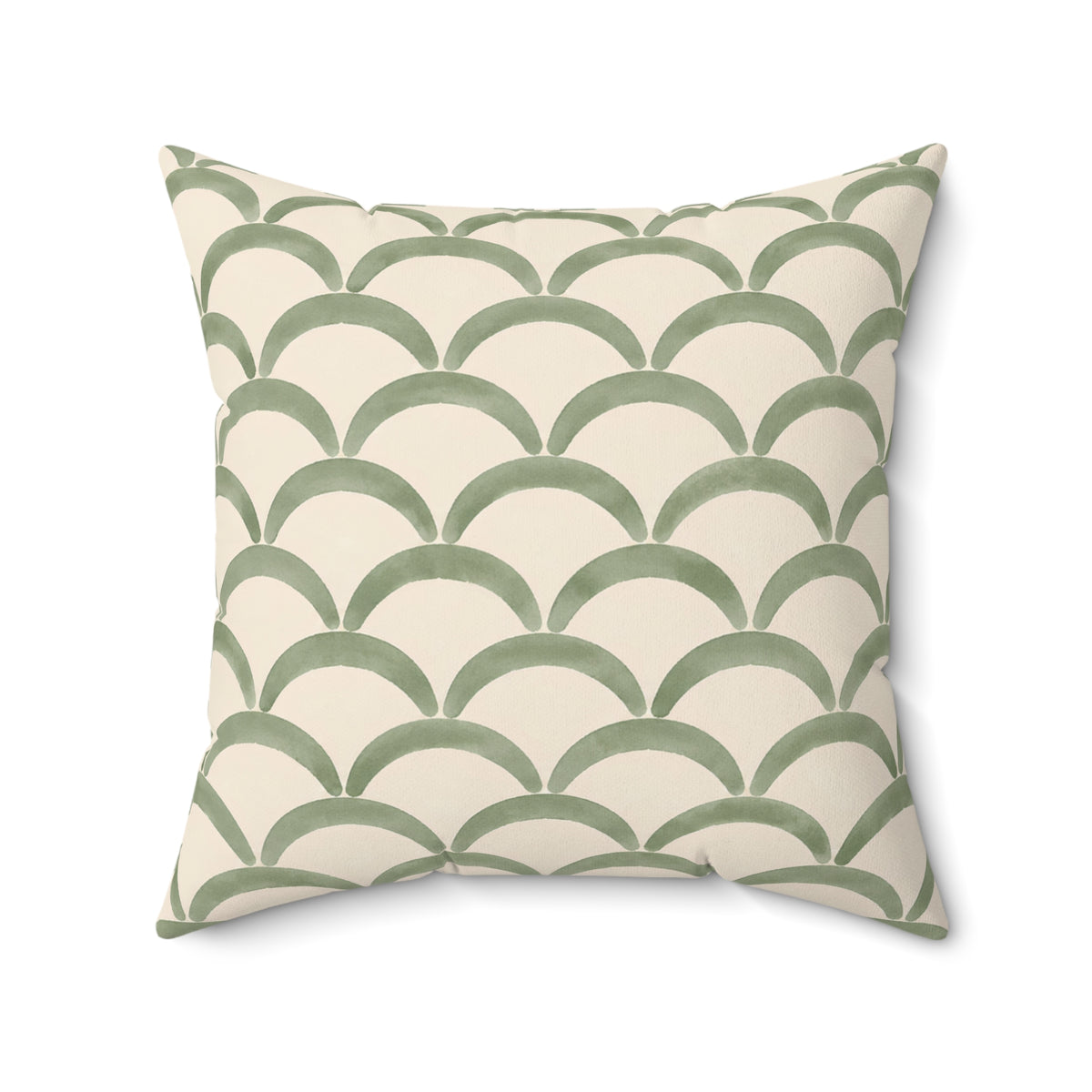 Green Scallop Pattern Decorative Pillow