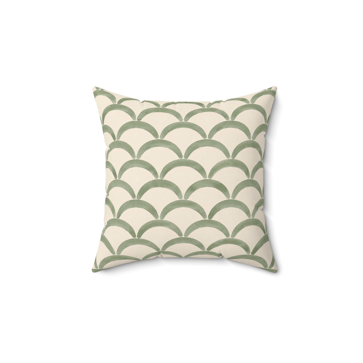 Green Scallop Pattern Decorative Pillow