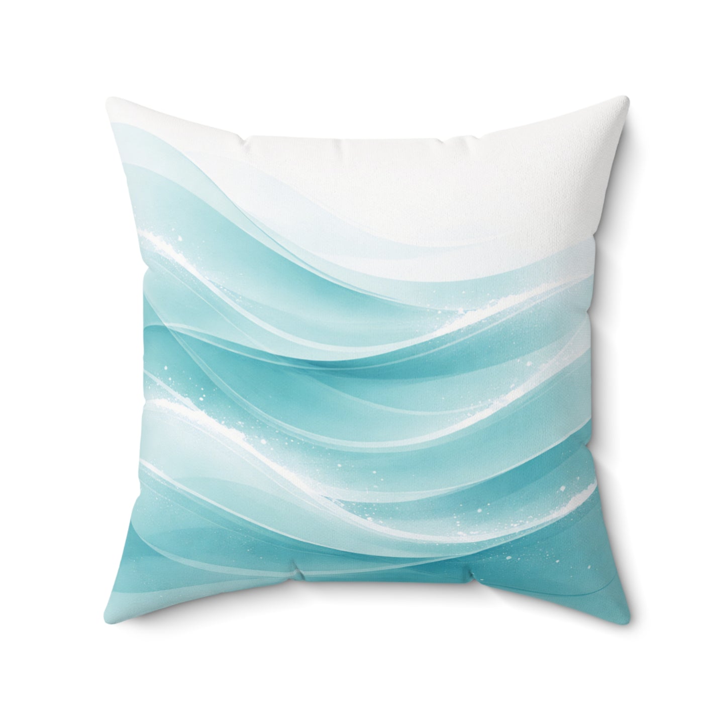 Ocean Wave Decorative Pillow — Aqua Coastal Throw Pillow