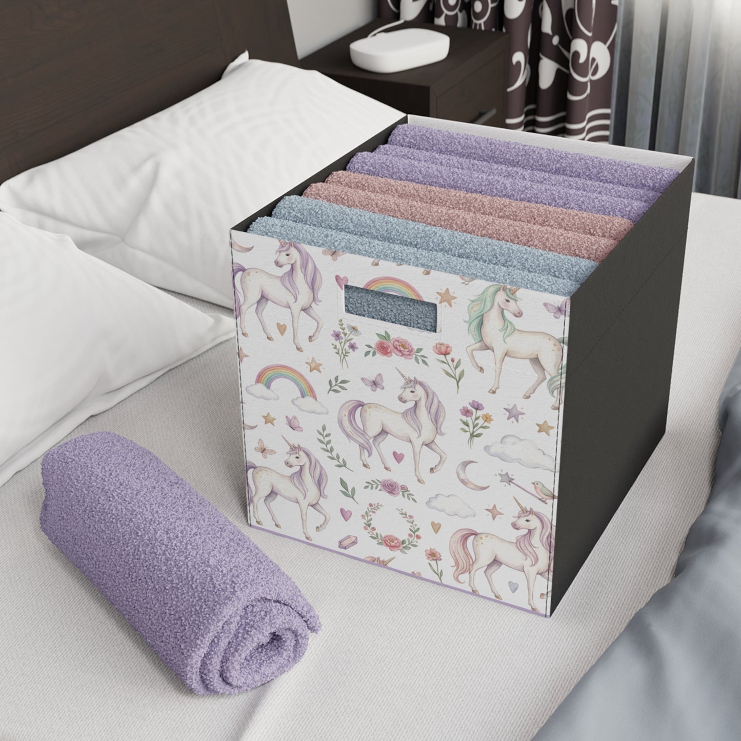 Unicorn Felt Storage Box — Pastel Magical Nursery Organizer