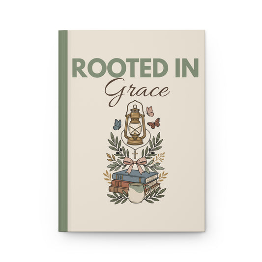 Rooted in Grace Hardcover Journal — Floral Lantern Faith Notebook