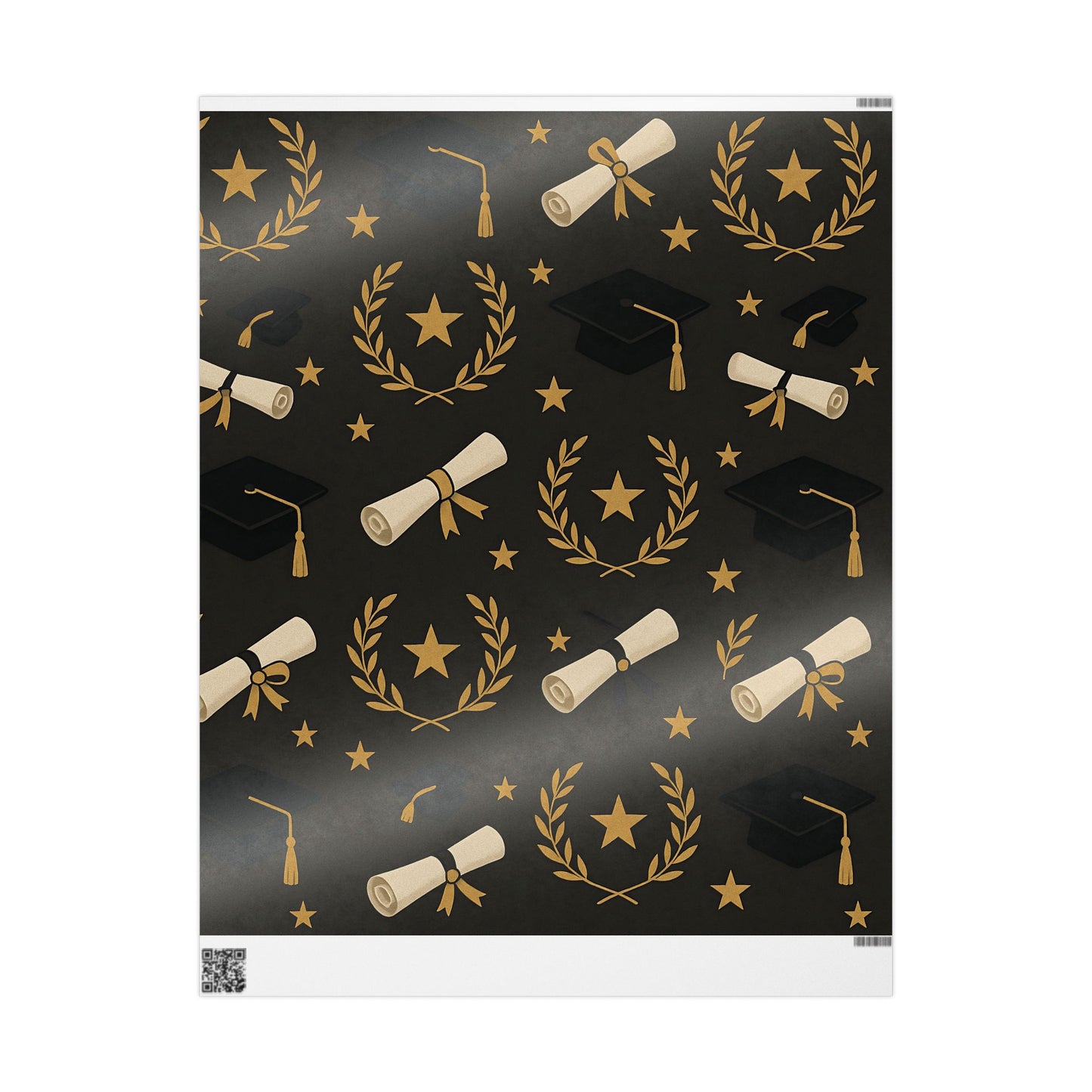 Graduation Celebration Wrapping Paper – Diplomas, Caps & Gold Laurel Accents