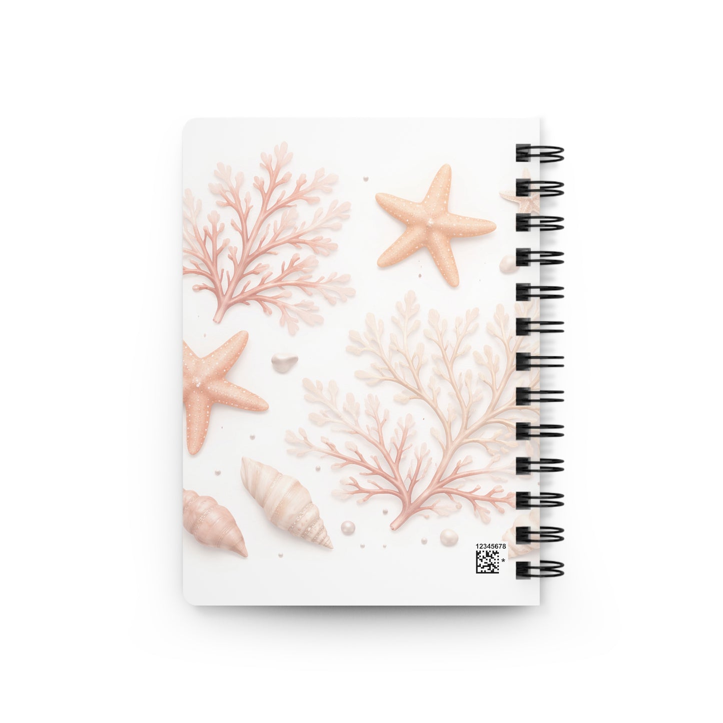 Seashell & Starfish Spiral Journal — Coastal Floral Notebook