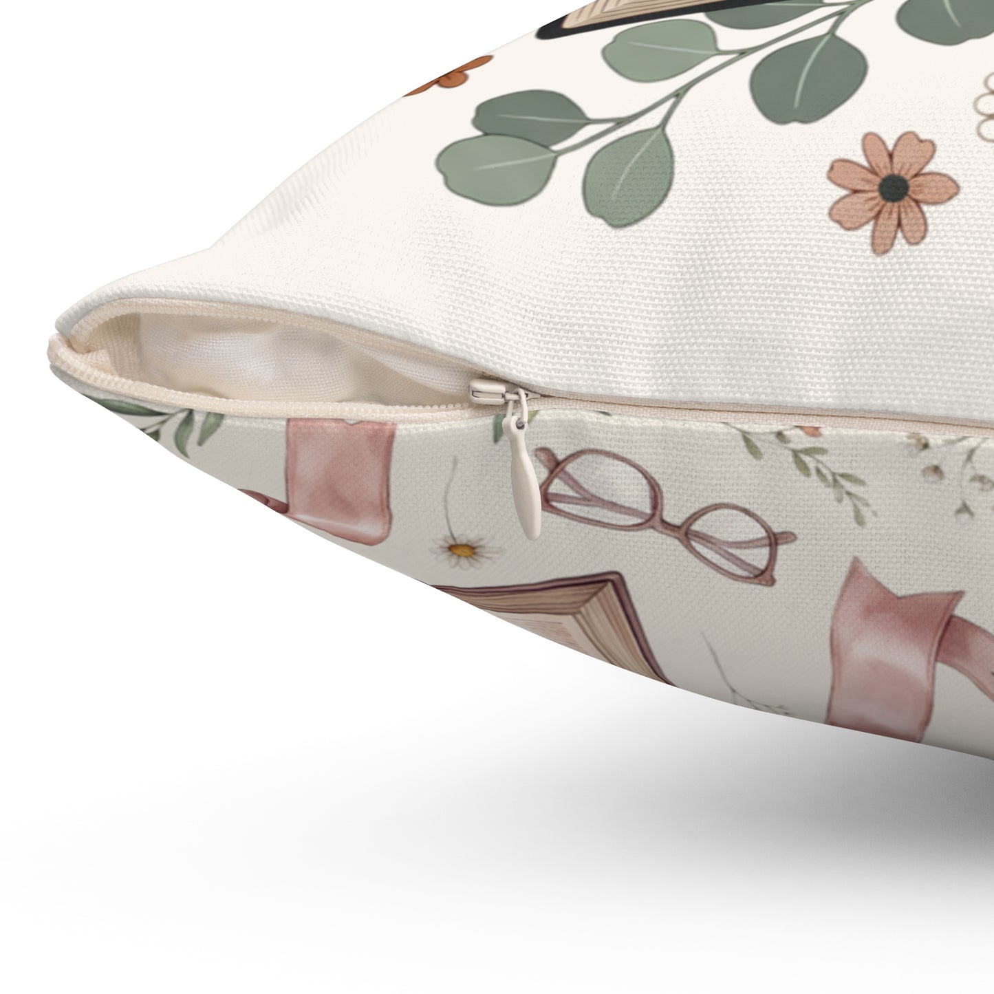 Cozy Reading Pillow — Open Book & Tea Square Throw Pillow