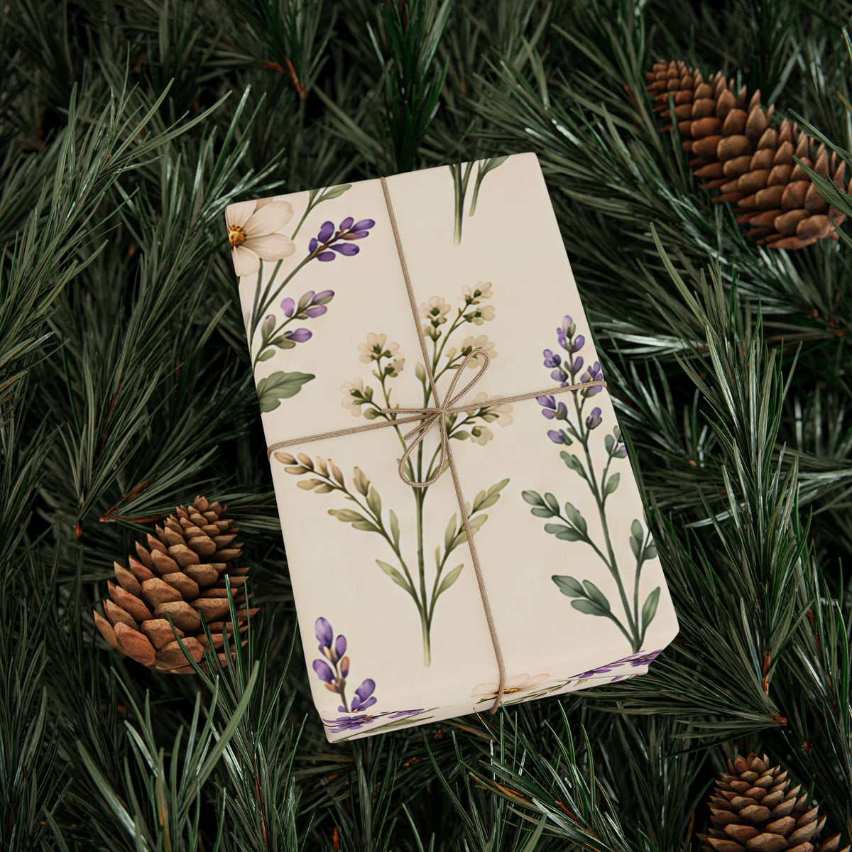 Lavender & Daisy Floral Wrapping Paper Roll — Botanical Gift Wrap for Birthdays, Weddings & Spring Celebrations