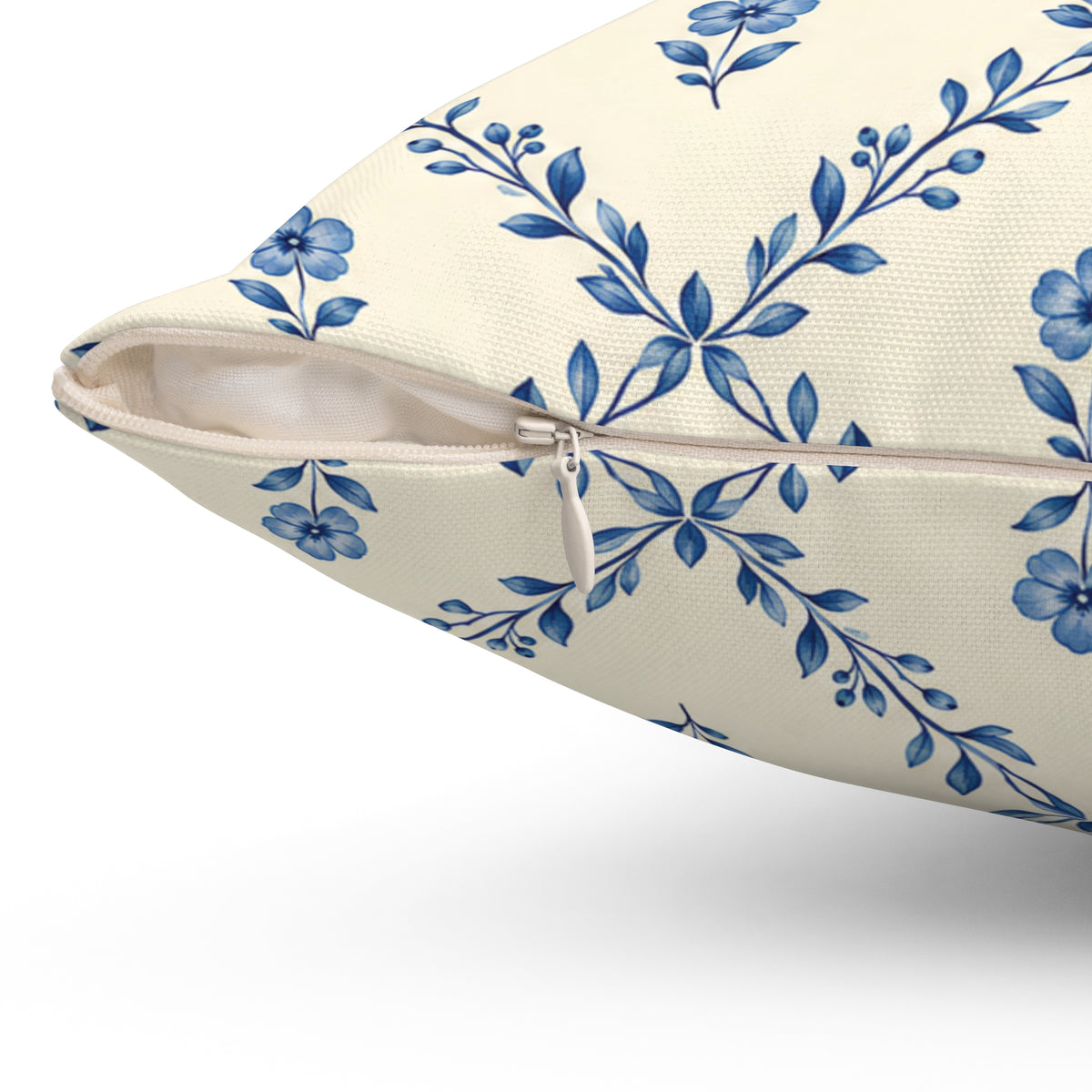 Blue Floral Lattice Decorative Pillow