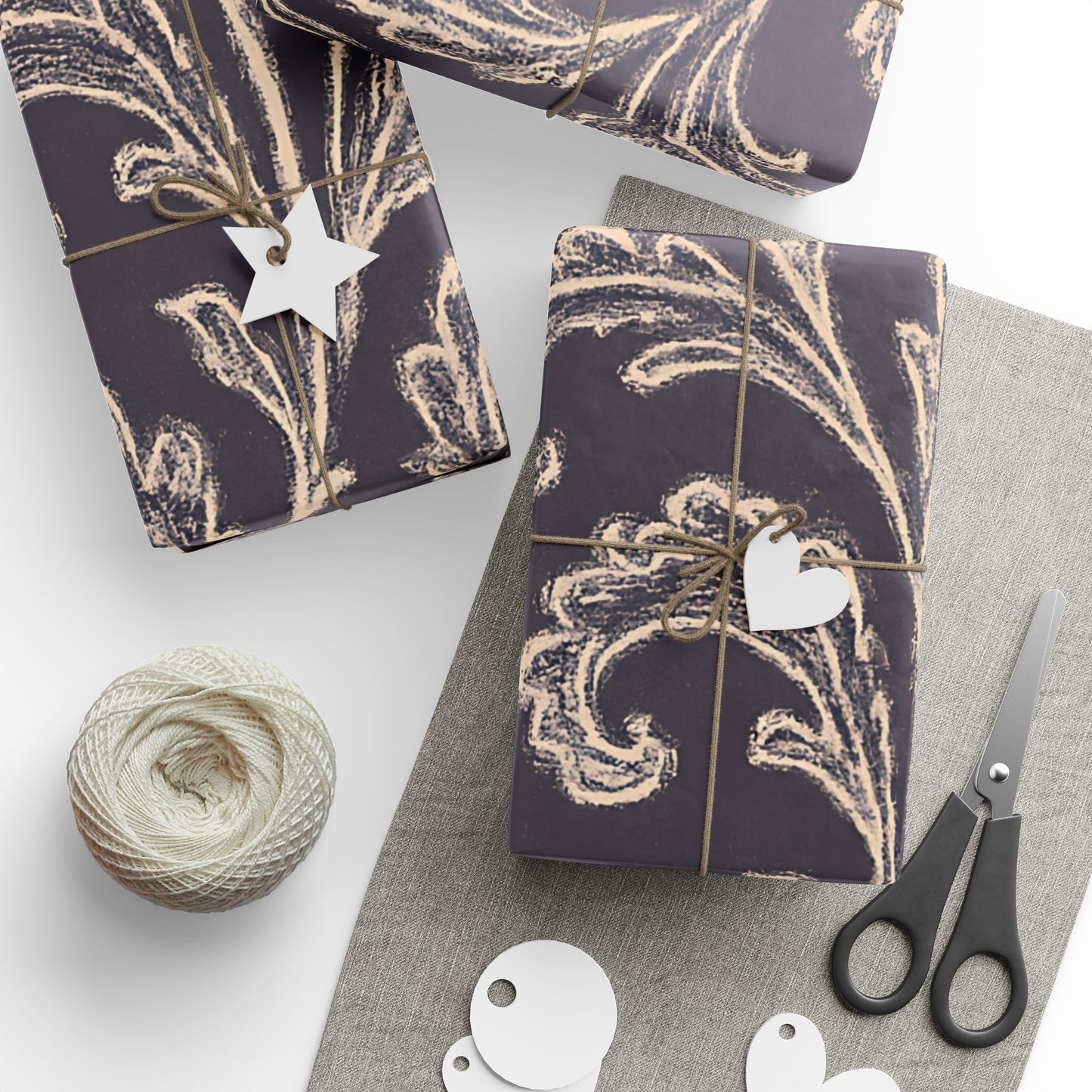 Elegant Floral Damask Wrapping Paper – Luxe Vintage-Inspired Gift Wrap in Glossy or Matte