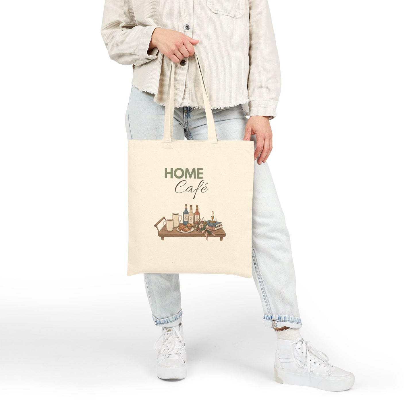 Home Café Canvas Tote Bag — Cozy Coffee Bar Grocery & Book Market Tote