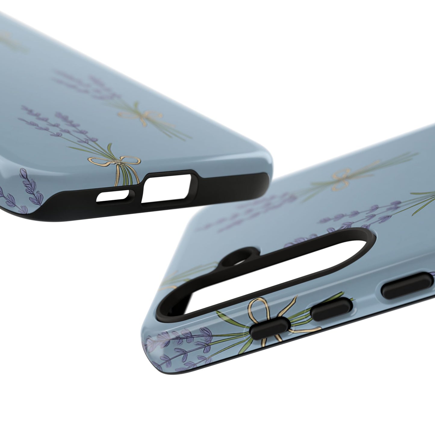 Lavender Bundle Phone Case – Blue Botanical Floral Print with 3D Wrap Design