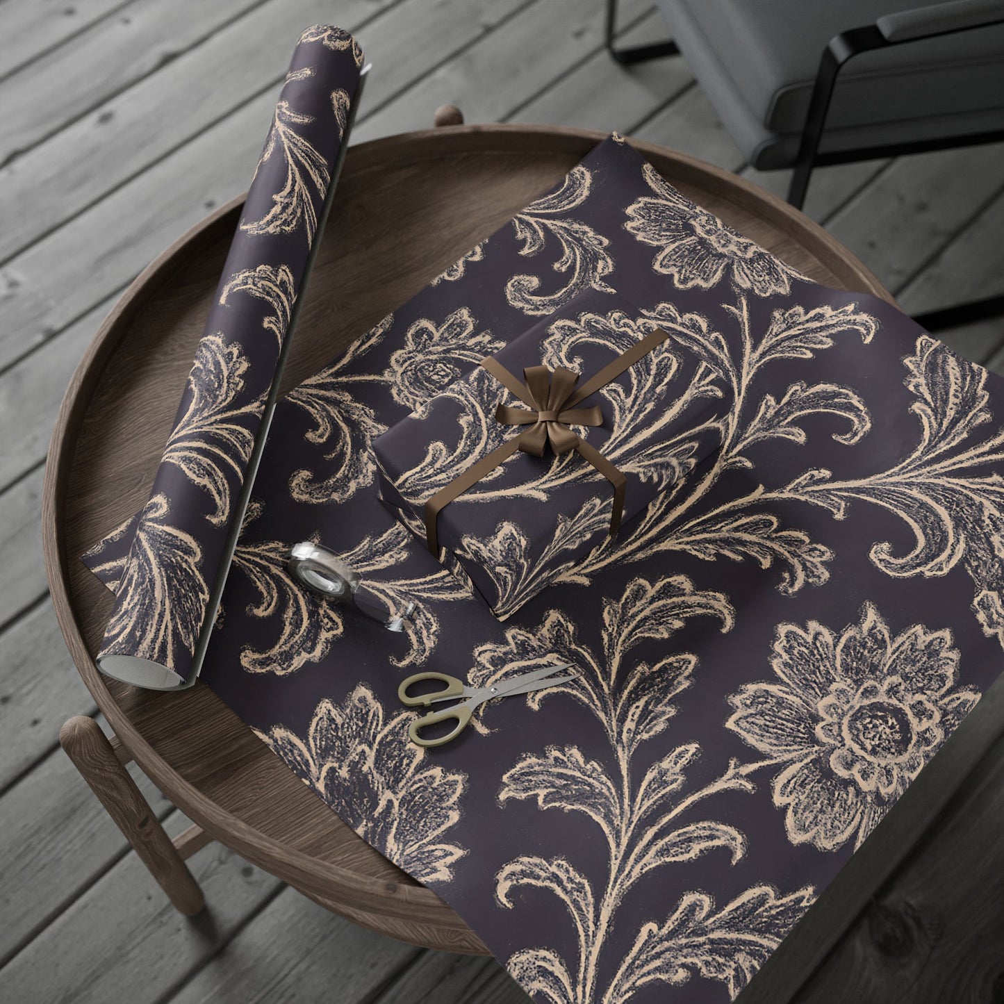 Elegant Floral Damask Wrapping Paper – Luxe Vintage-Inspired Gift Wrap in Glossy or Matte