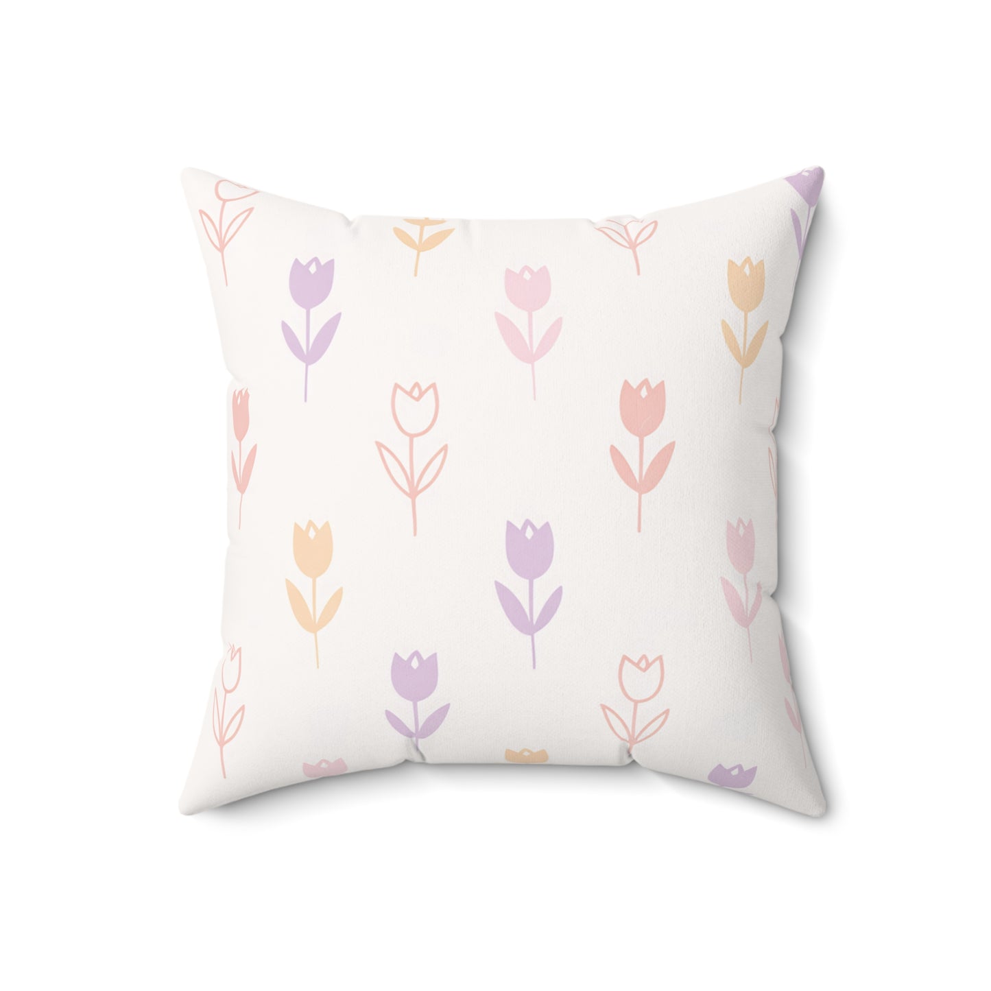 Pastel Tulip Throw Pillow - Floral Decorative Square Pillow
