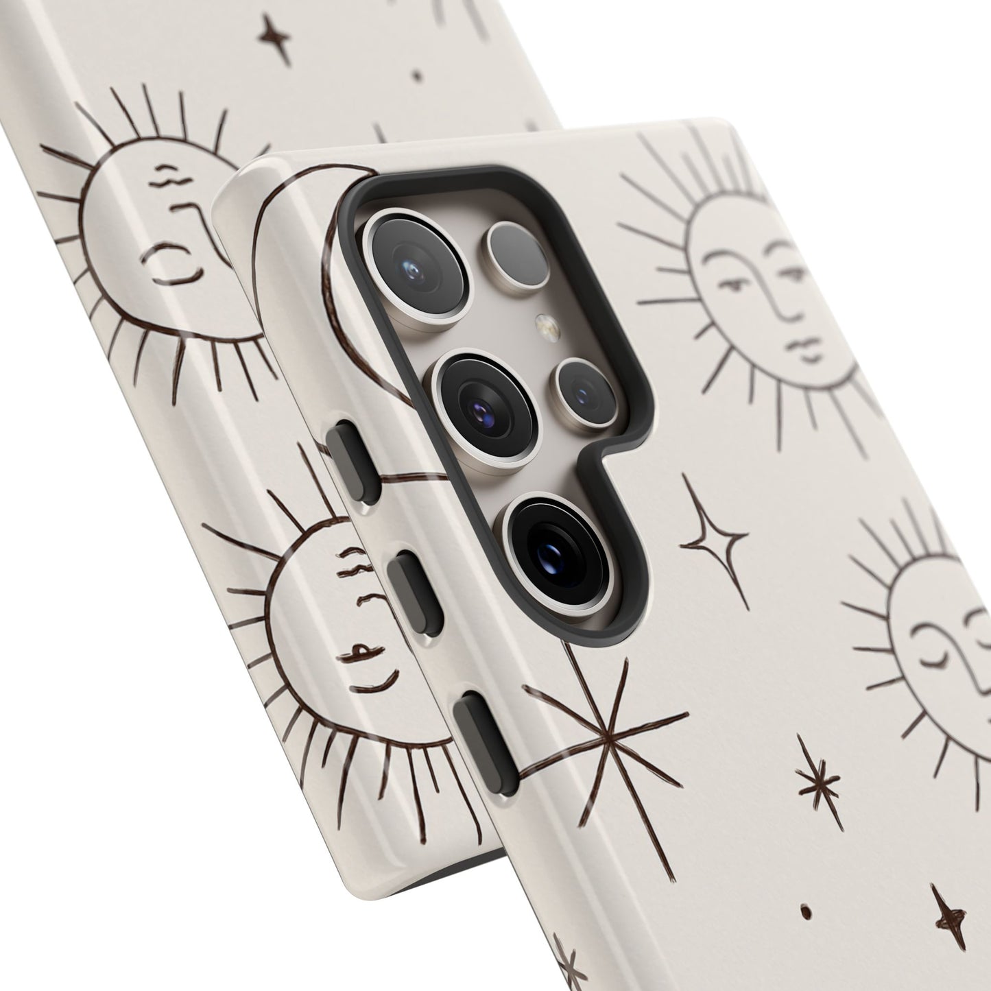 Celestial Moon & Sun Line Art iPhone Case – Minimalist Boho Cosmic Design