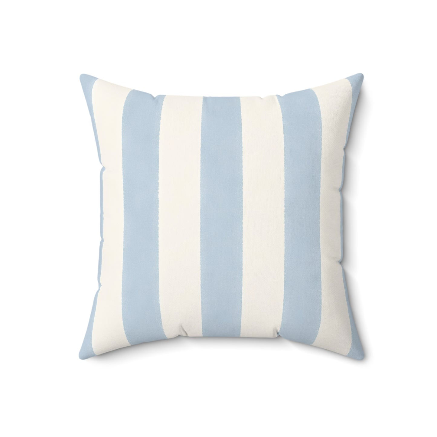 Striped Coastal Throw Pillow — Light Blue & White Square Accent Pillow