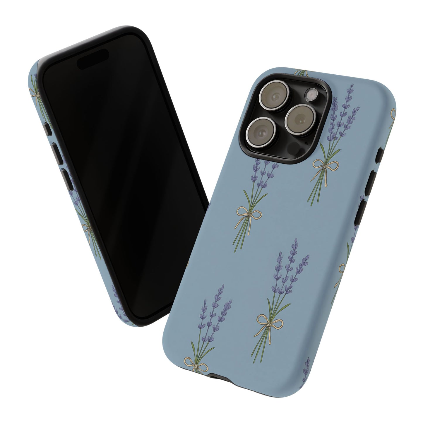 Lavender Bundle Phone Case – Blue Botanical Floral Print with 3D Wrap Design