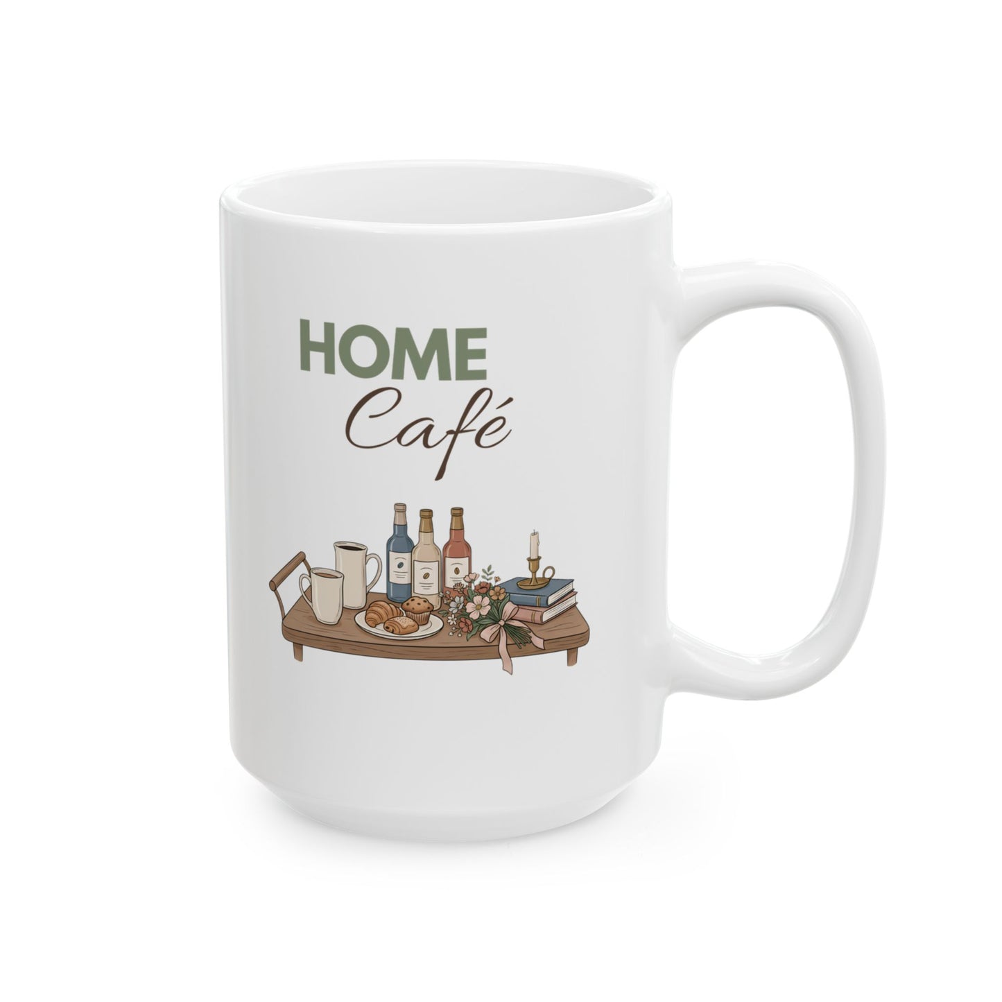Home Café Ceramic Coffee Mug – Cozy Coffee Bar Mug – Coffee Lover Gift – Kitchen Coffee Cup – 11oz & 15oz