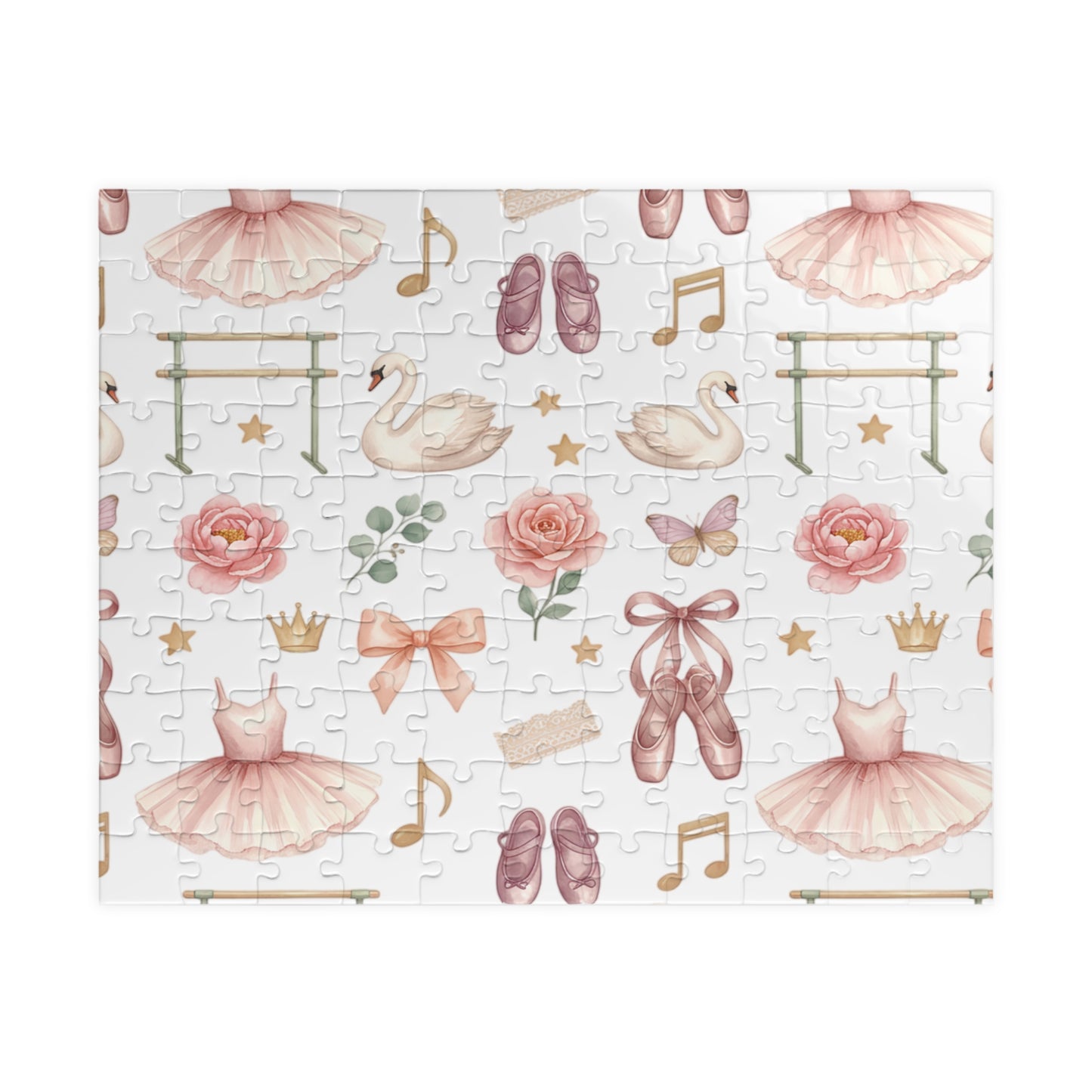 Ballet Dreams Jigsaw Puzzle — Pink Tutus, Ballet Shoes & Swan Pattern (110–1014 pcs)