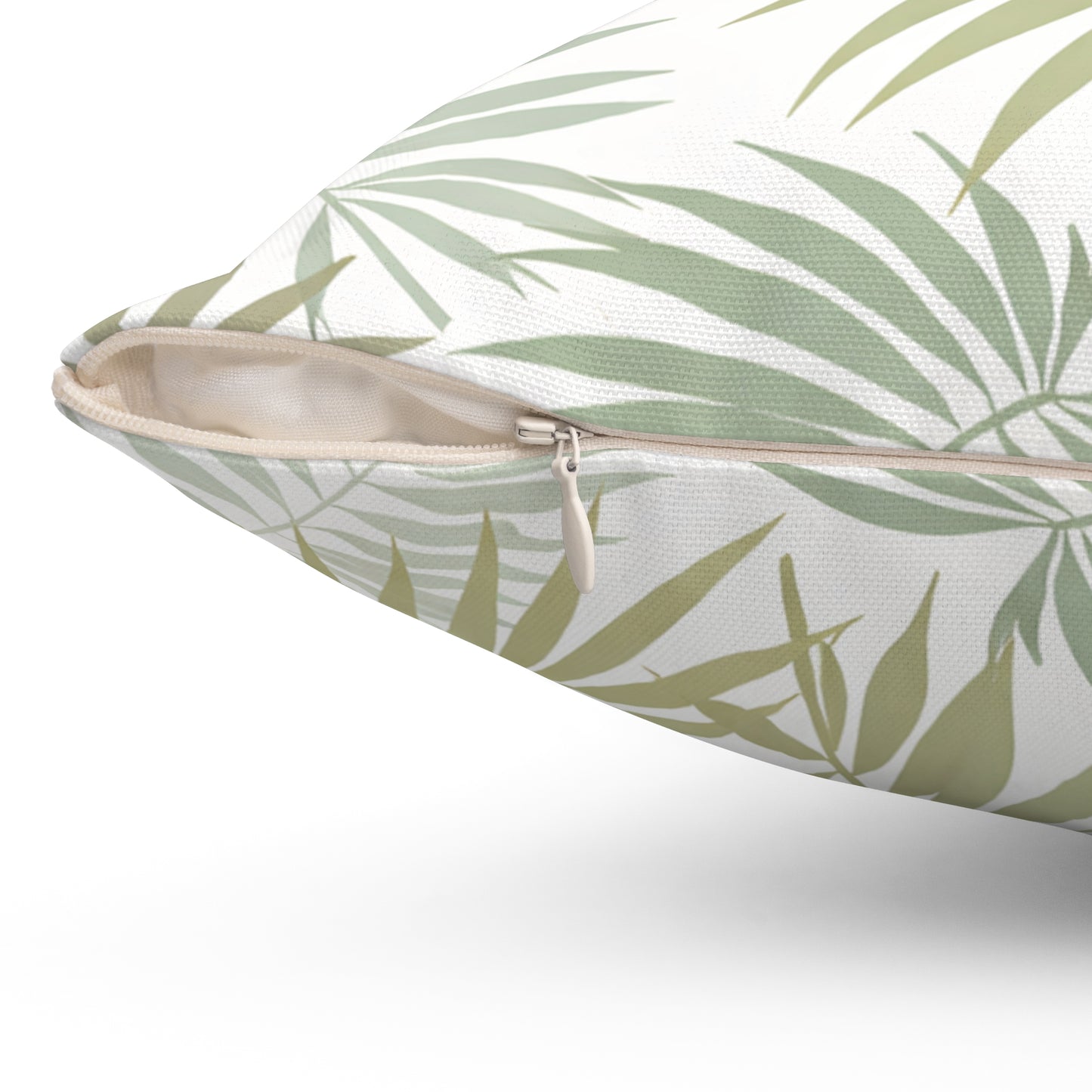 Tropical Palm Leaf Pillow — Green Botanical Decorative Throw Pillow