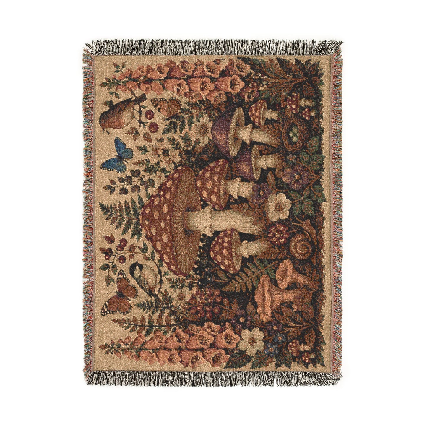 Mushroom Woodland Woven Blanket