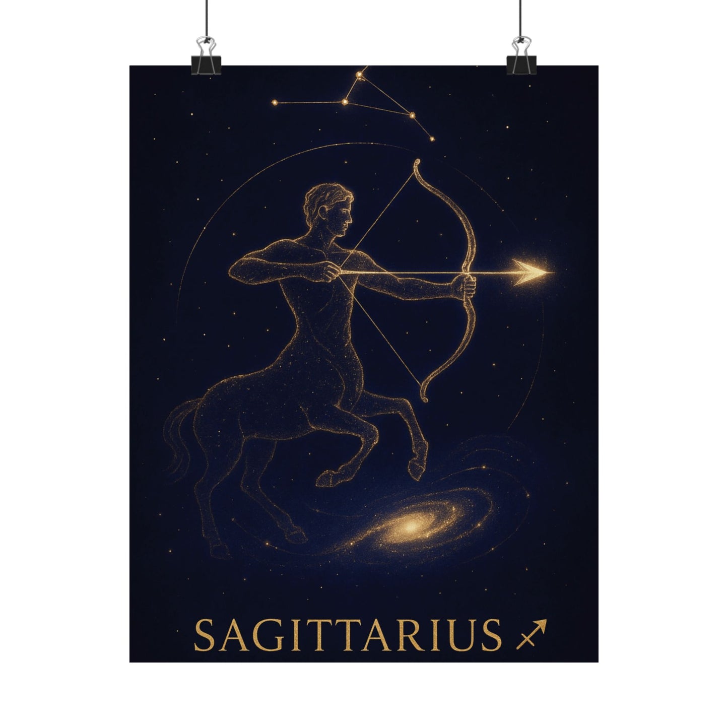 Sagittarius Zodiac Constellation Matte Poster – Golden Archer Astrology Wall Art Print (Multiple Sizes)
