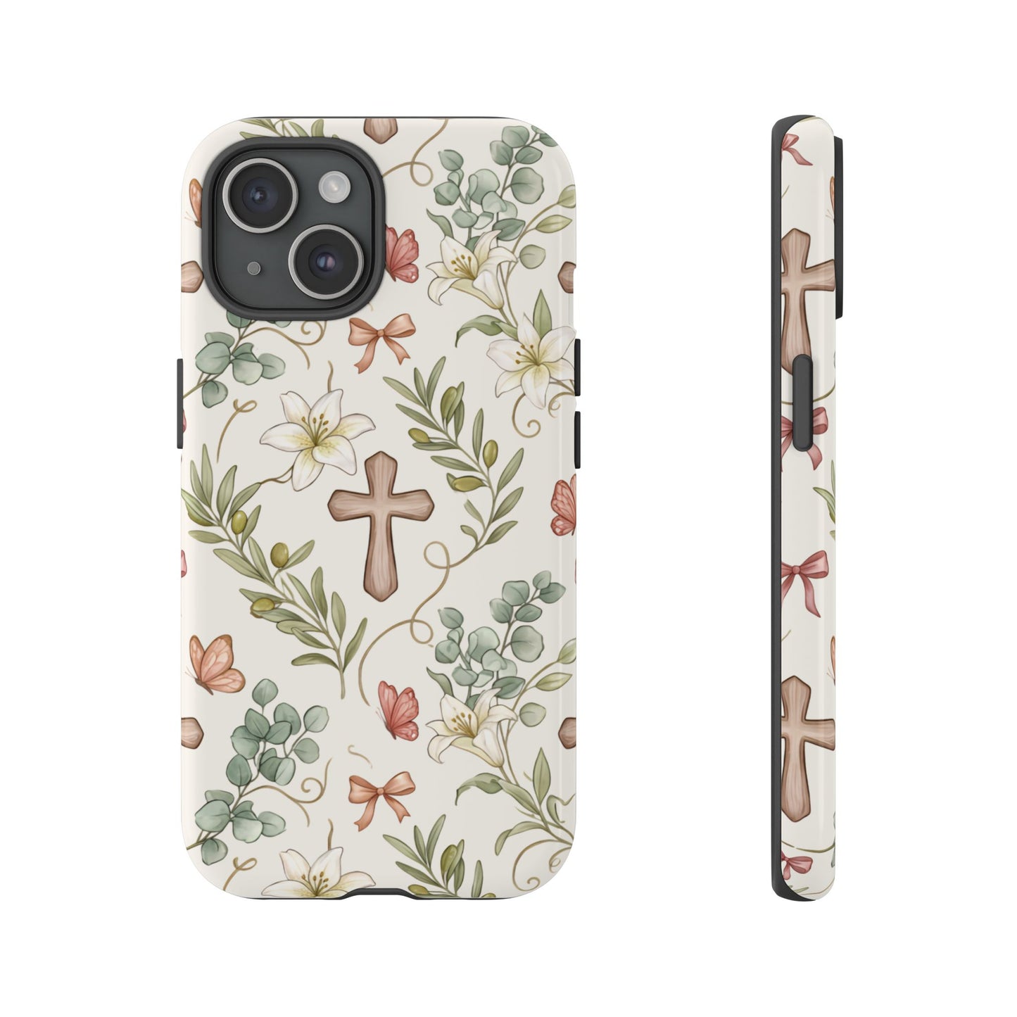 Floral Cross Tough Phone Case – Faith-Inspired Protective iPhone Cover