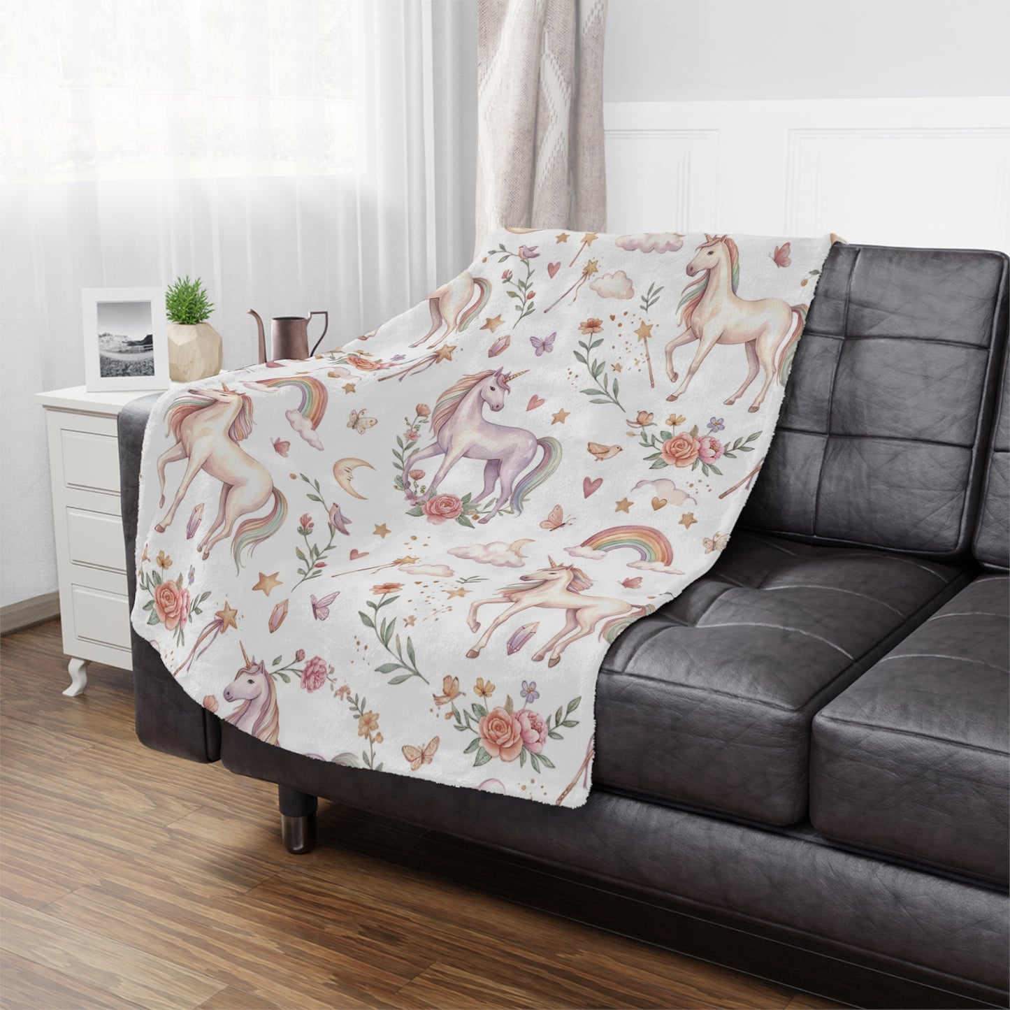 Unicorn Rainbow Minky Blanket – Soft Pastel Fantasy Throw for Kids & Nursery