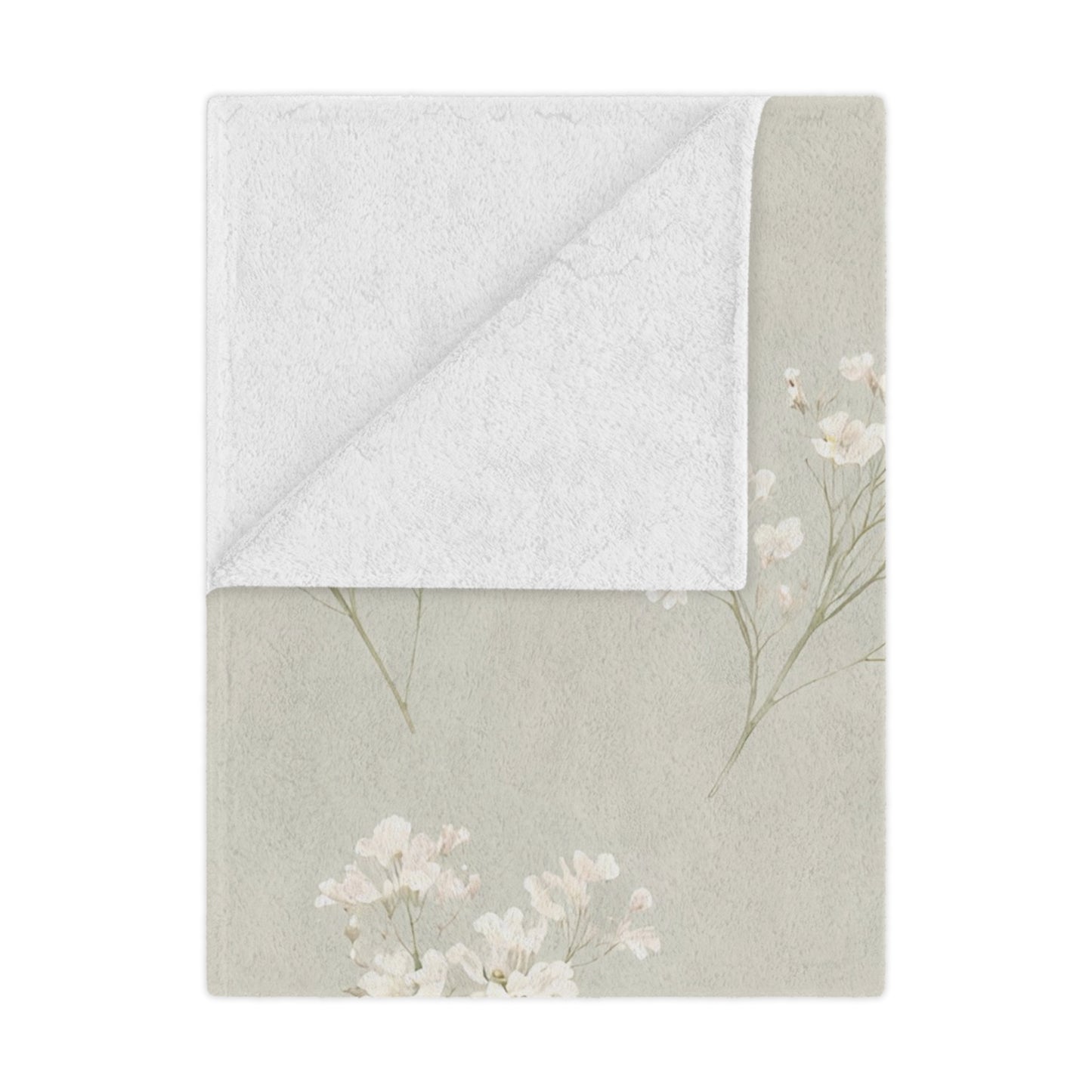 Floral Minky Blanket — Soft Neutral Baby’s Breath Throw for Nursery, Gift, & Cozy Home Decor