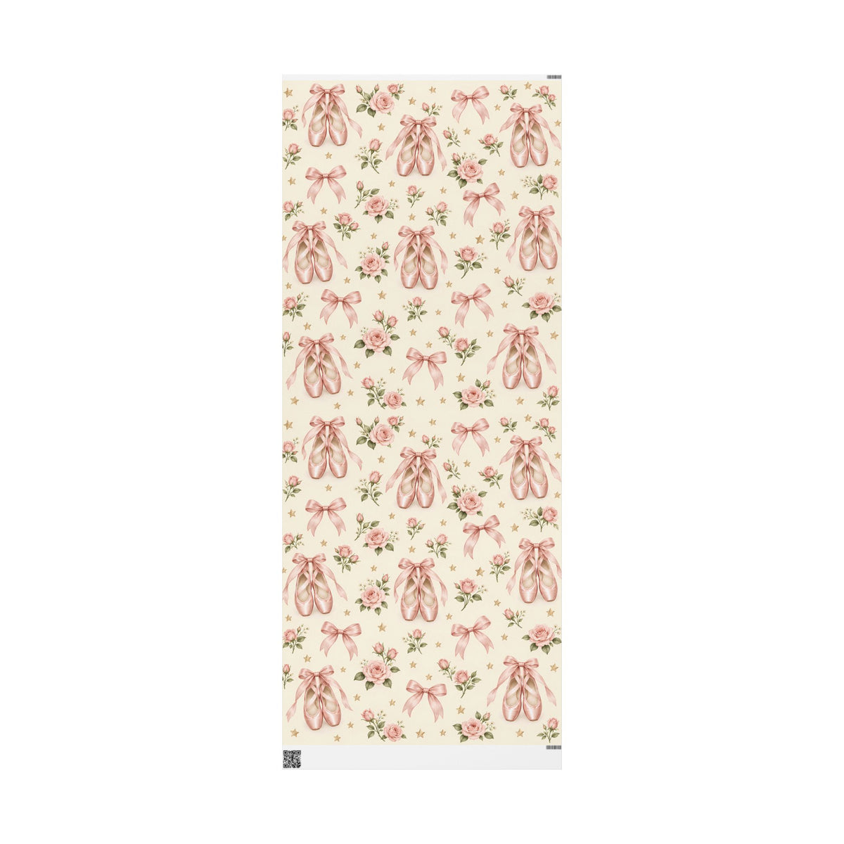 Vintage Ballet Floral Wrapping Paper Roll — Pink Shoes & Roses Gift Wrap